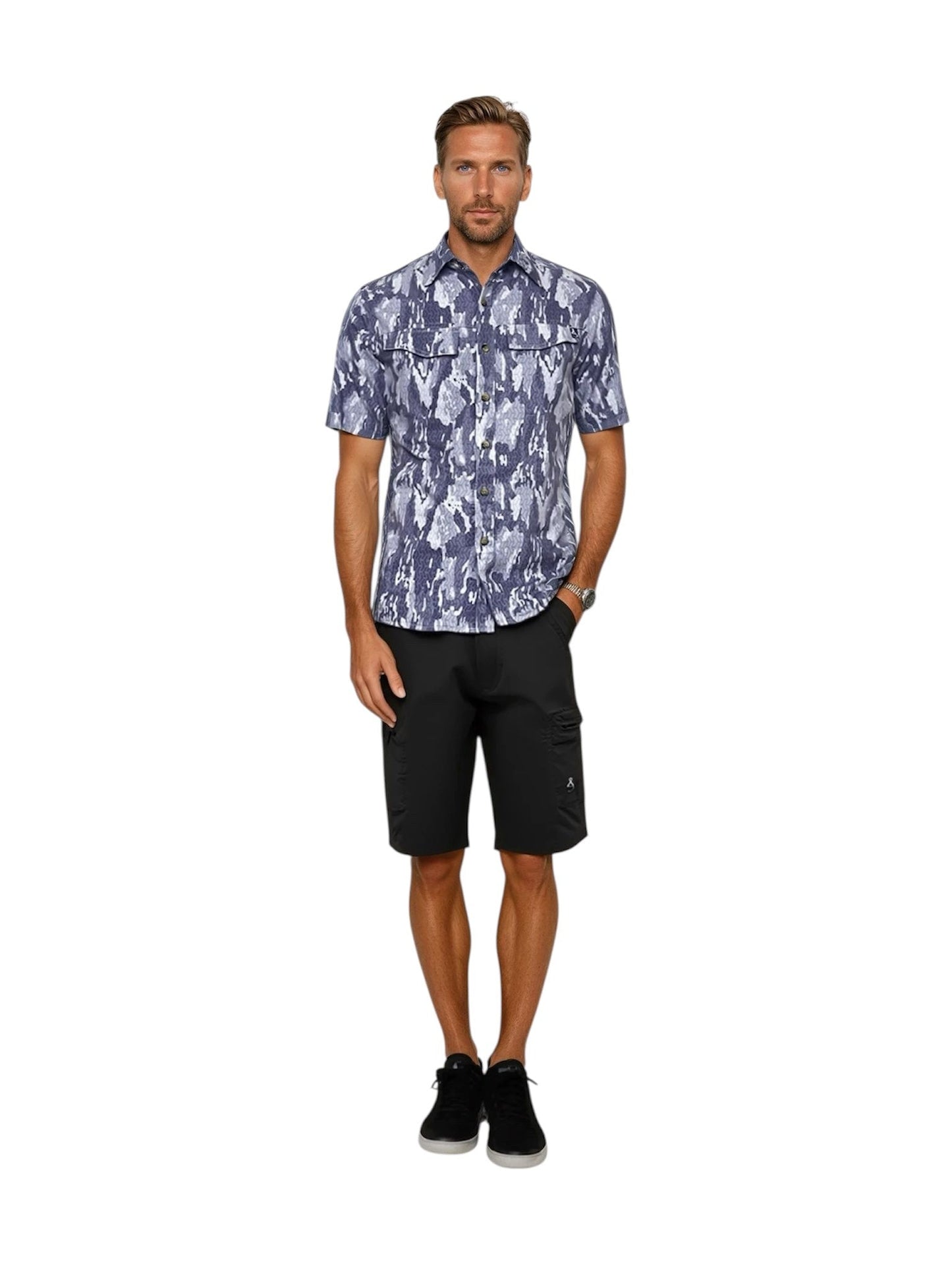 Men's Geo Camo UV Vented Fishing Shirt