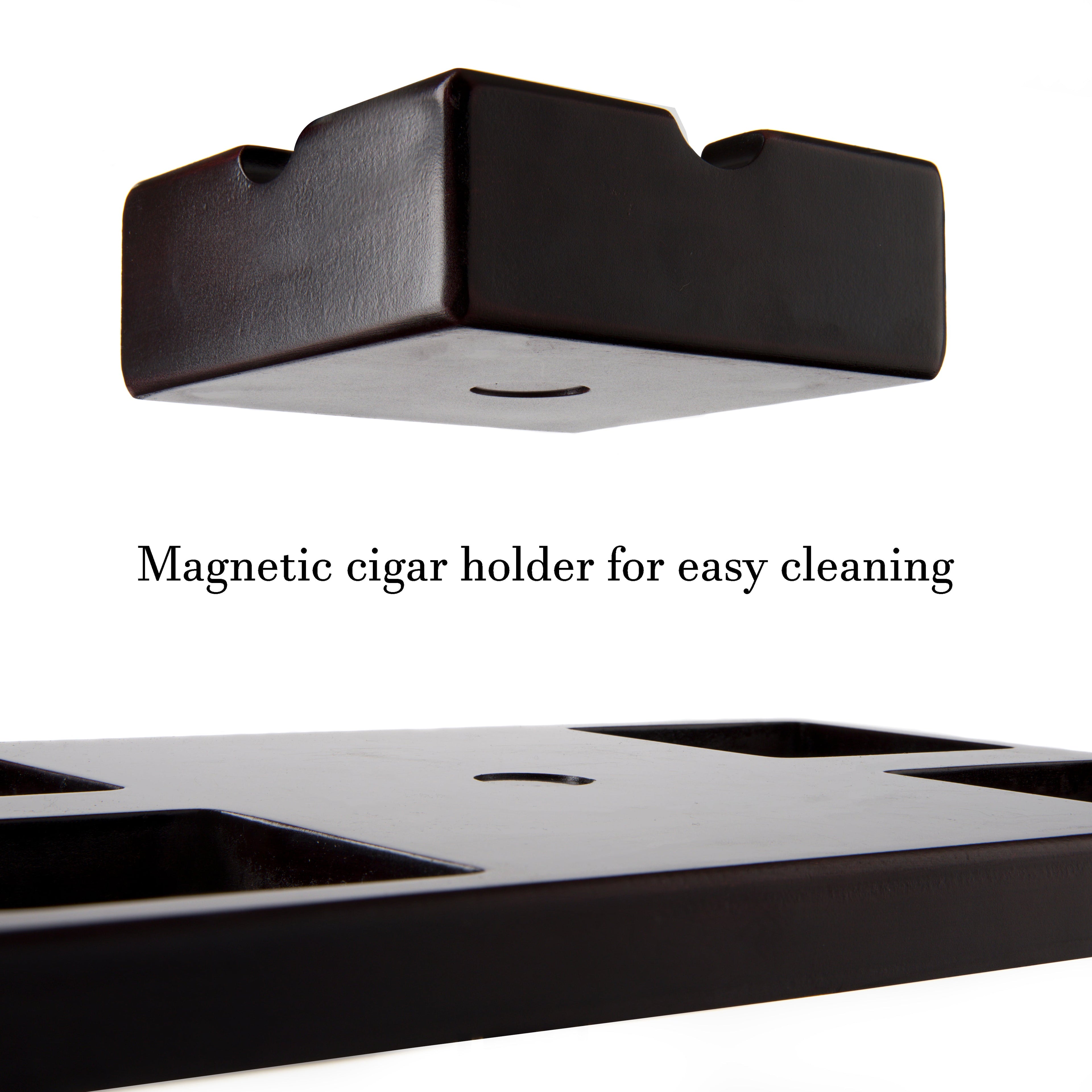 Cigar Holder Whiskey Glasses Set with Wood Base & Ashtray - 2 Glasses