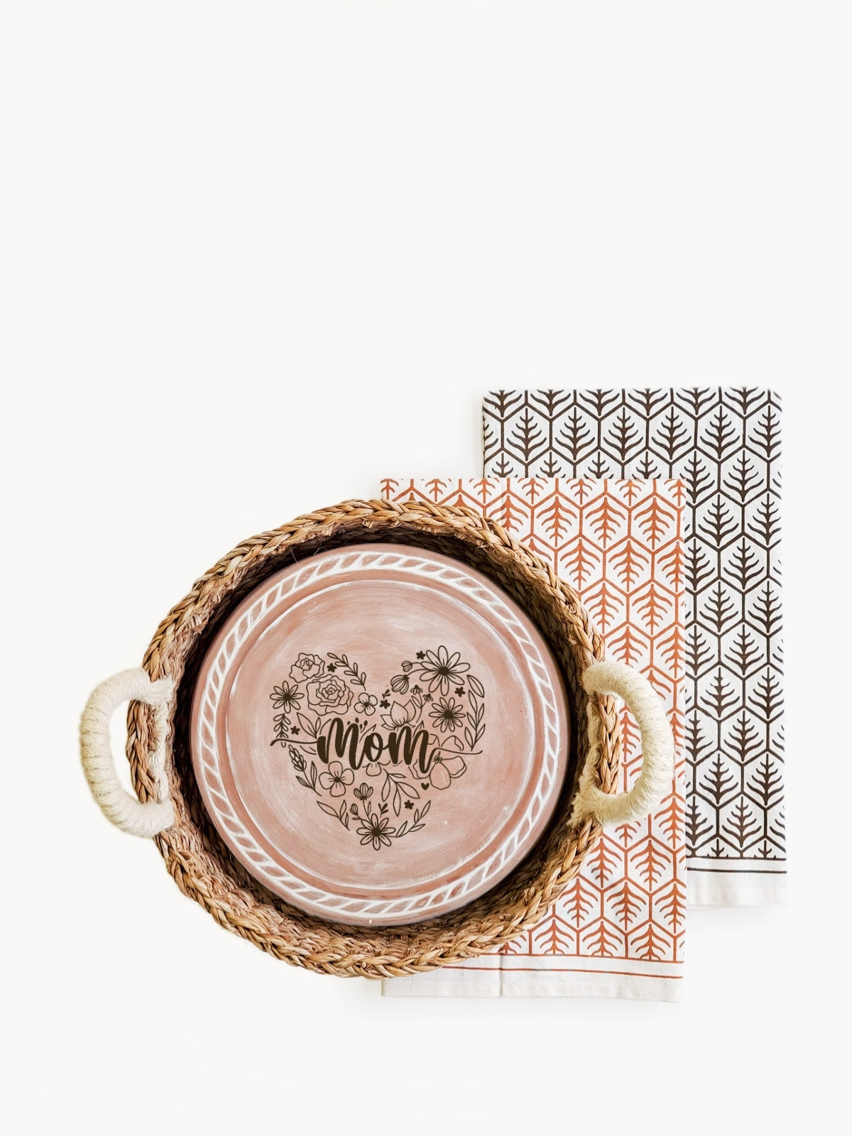 Bread Warmer & Basket Gift Set with Tea Towel - Mom Round-7