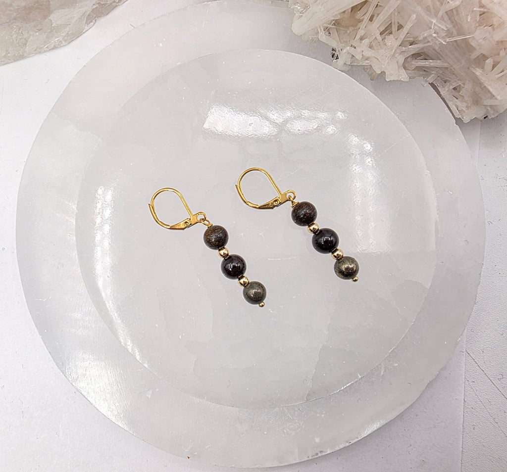 STAY IN MY POWER - Pyrite, Bronzite, Garnet Jewelry Set