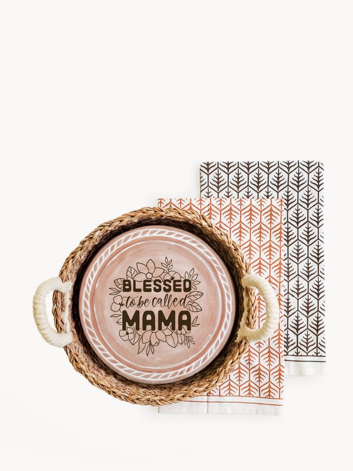 Bread Warmer & Basket Gift Set with Tea Towel - Mom Round-8