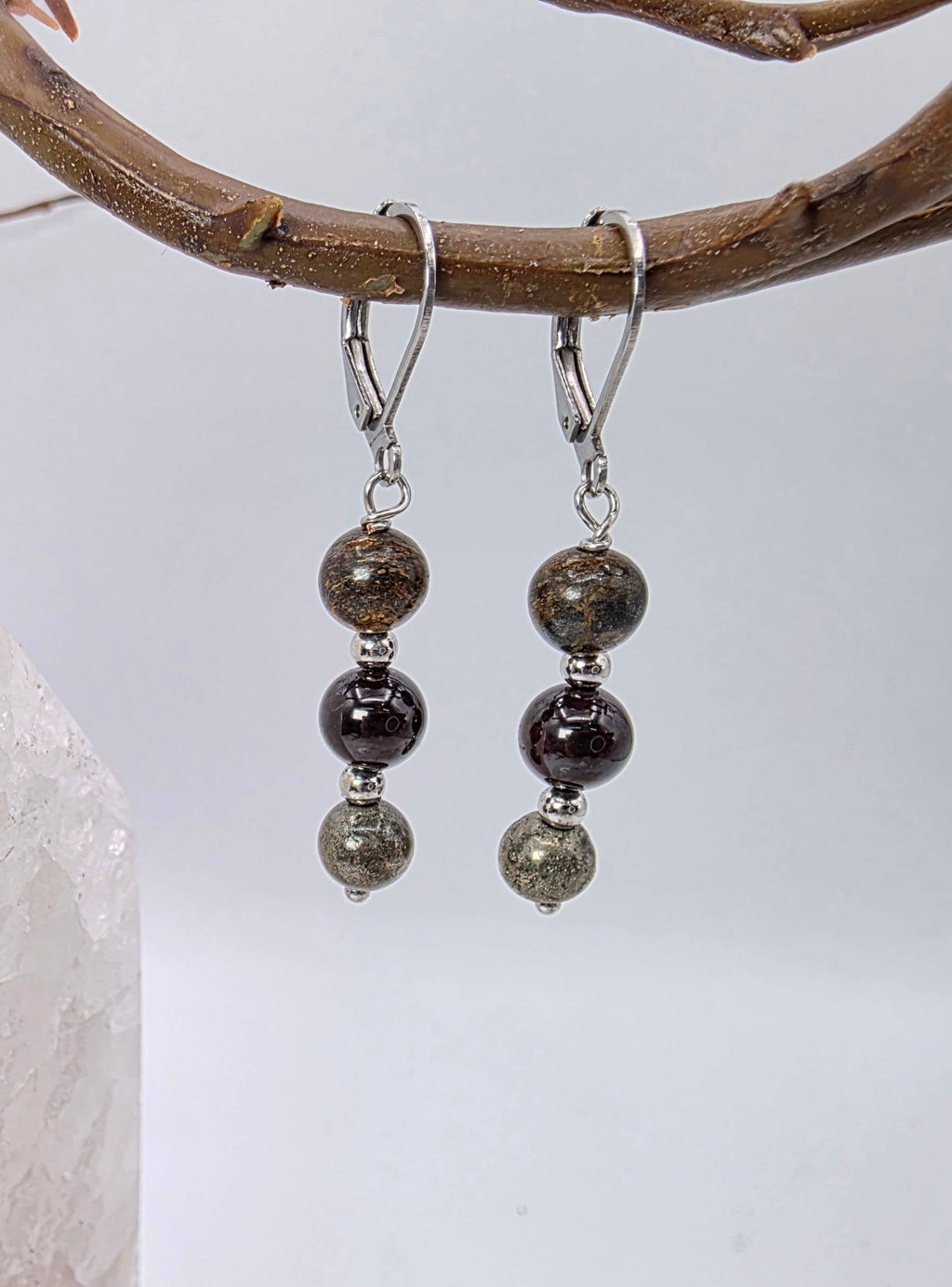 STAY IN MY POWER - Pyrite, Bronzite, Garnet Jewelry Set