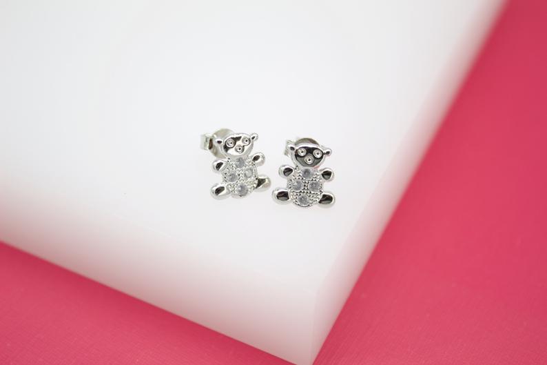 18K Gold Filled Teddy Bear Stud Earrings (L103)-2