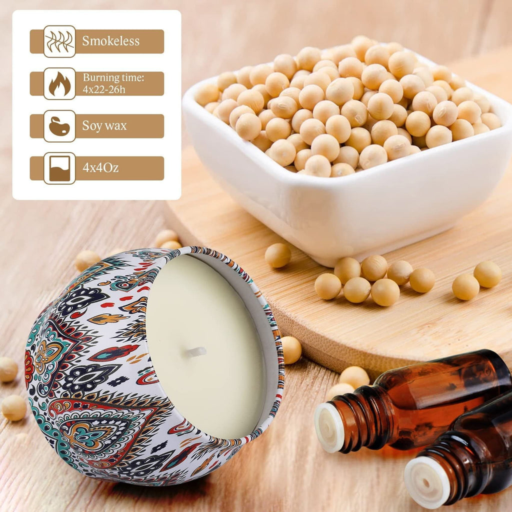 Husfou Scented Candles Gift Set - 4 Pack Aromatherapy Soy Wax Candles