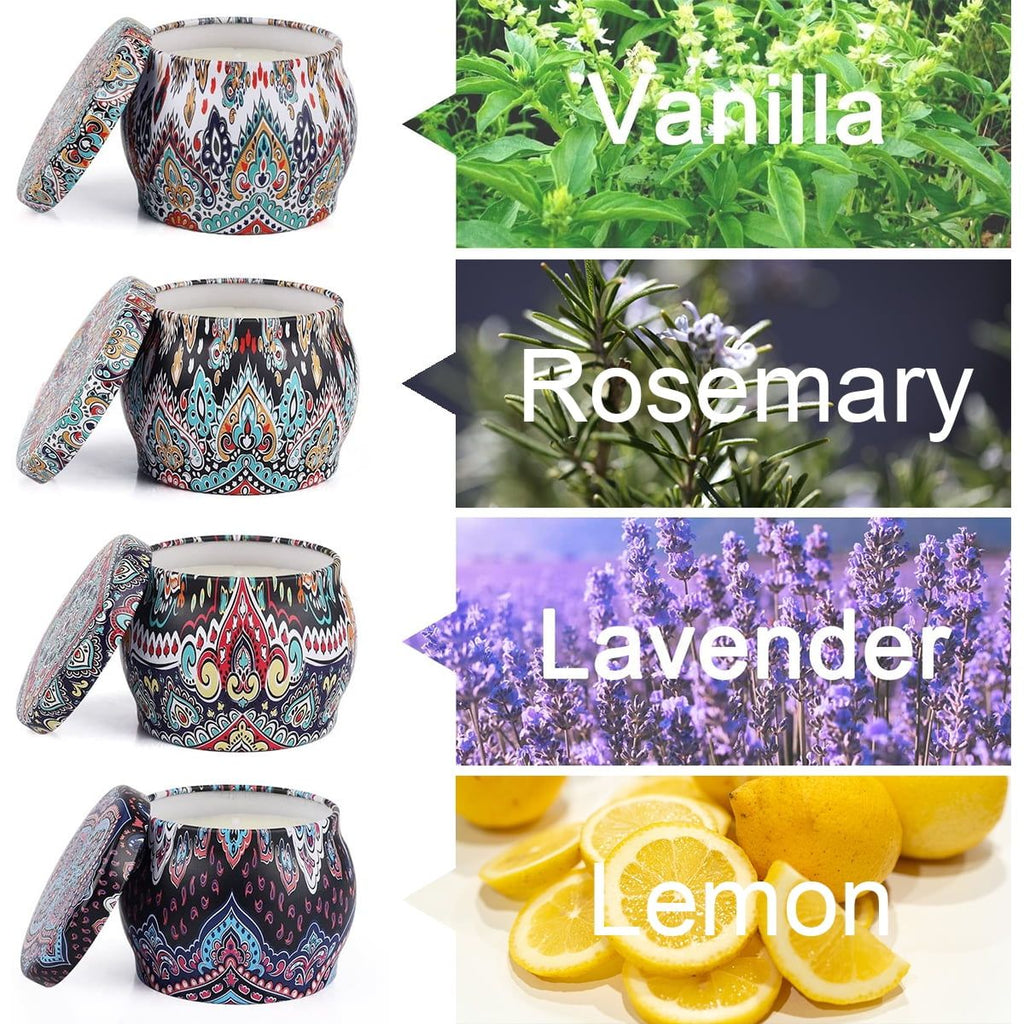 Husfou Scented Candles Gift Set - 4 Pack Aromatherapy Soy Wax Candles