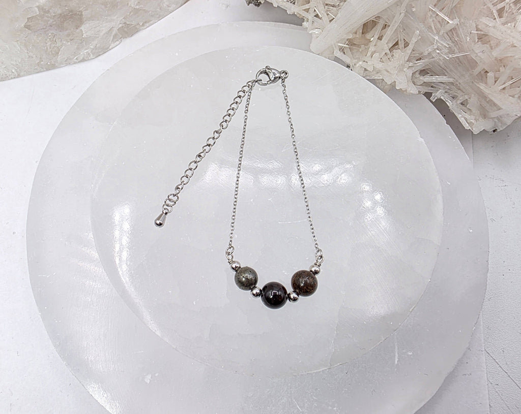 STAY IN MY POWER - Pyrite, Bronzite, Garnet Jewelry Set