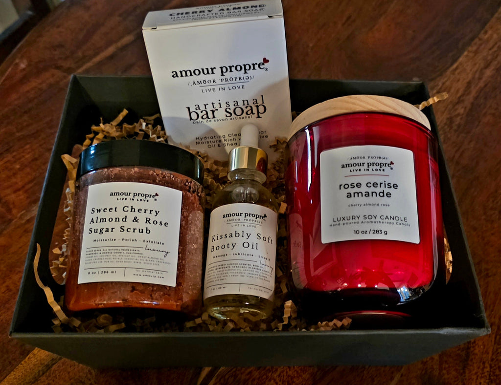 Cherry Almond Rose Spa Gift Box Sets