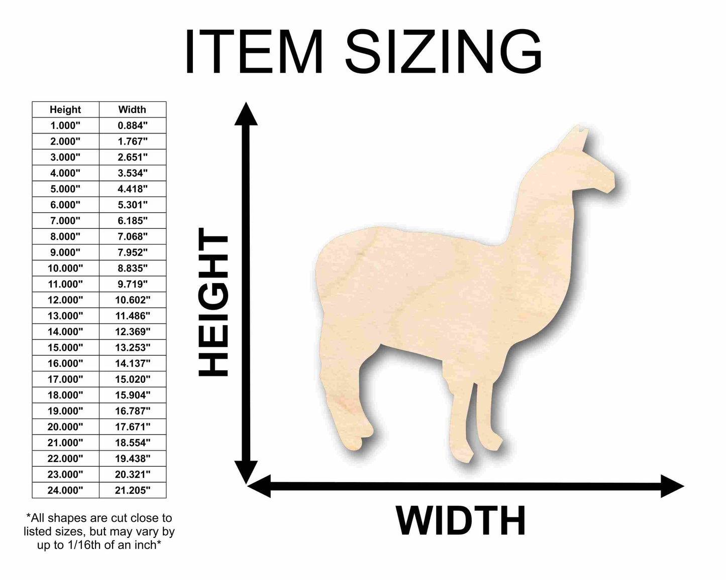 Unfinished Wood Llama Silhouette - Craft- up to 46" DIY