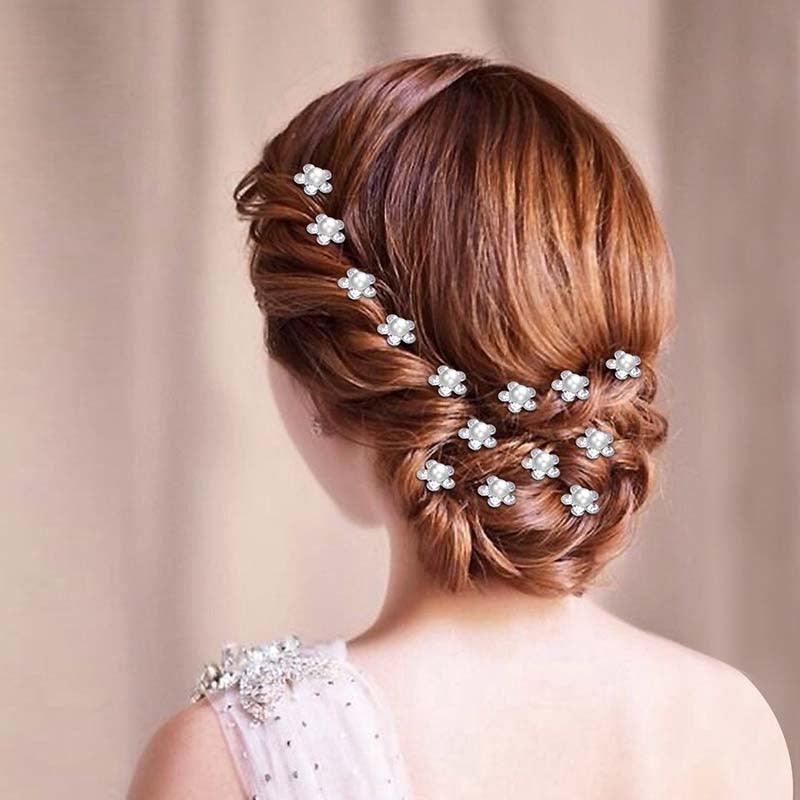 20pcs Crystal Hair Fork Set - U Shape Flower Hair Pins for Wedding & Bridal