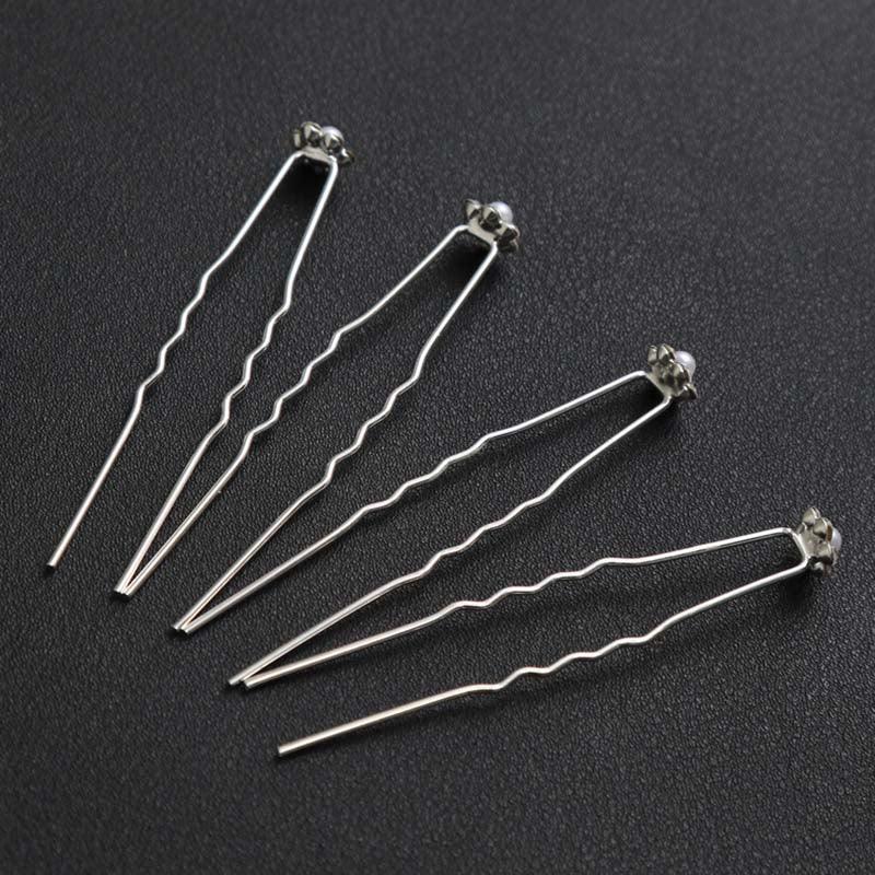 20pcs Crystal Hair Fork Set - U Shape Flower Hair Pins for Wedding & Bridal