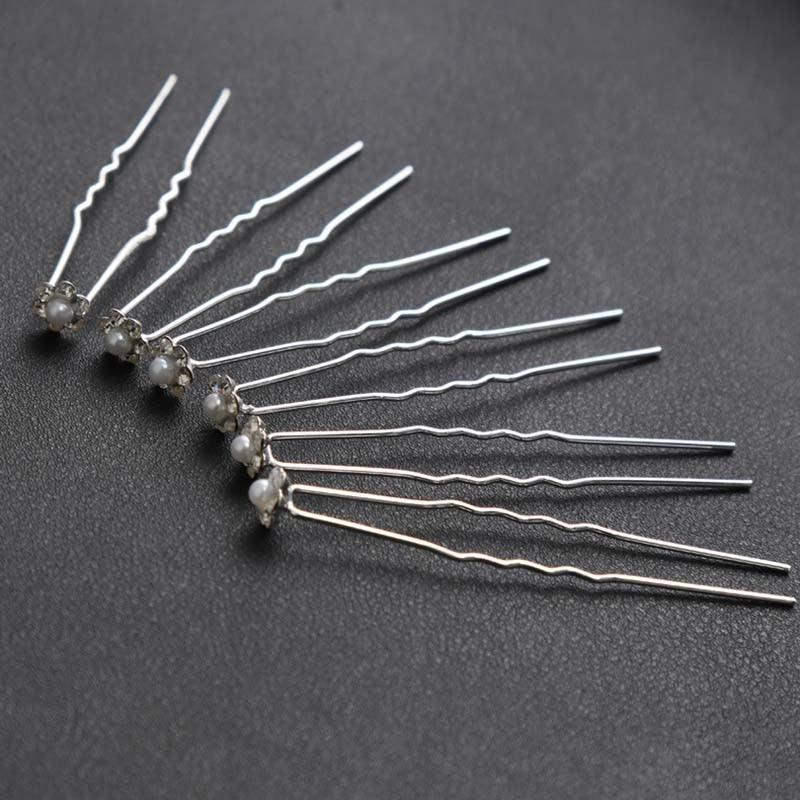 20pcs Crystal Hair Fork Set - U Shape Flower Hair Pins for Wedding & Bridal