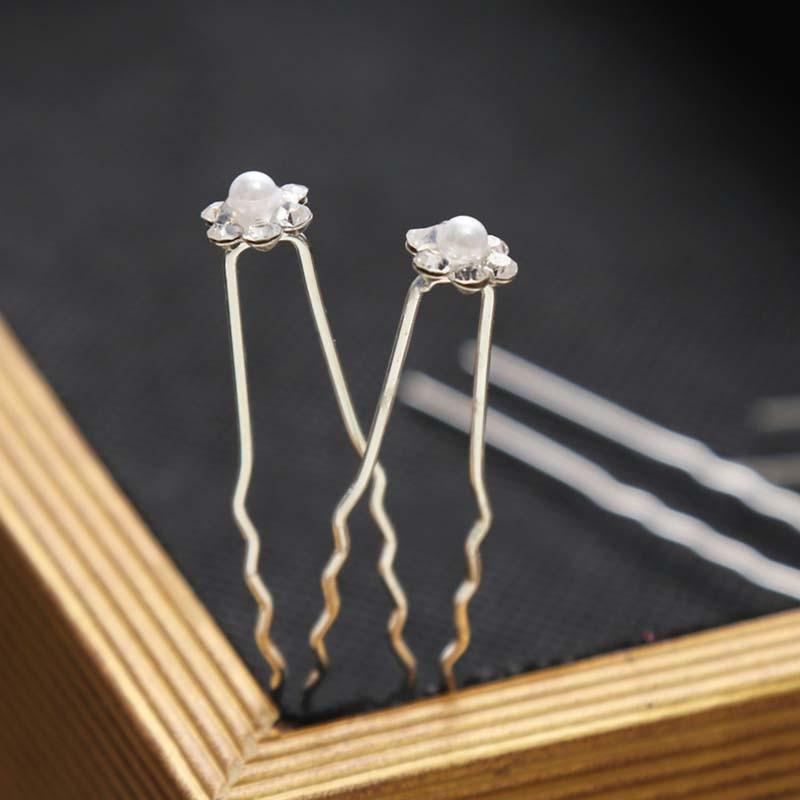 20pcs Crystal Hair Fork Set - U Shape Flower Hair Pins for Wedding & Bridal
