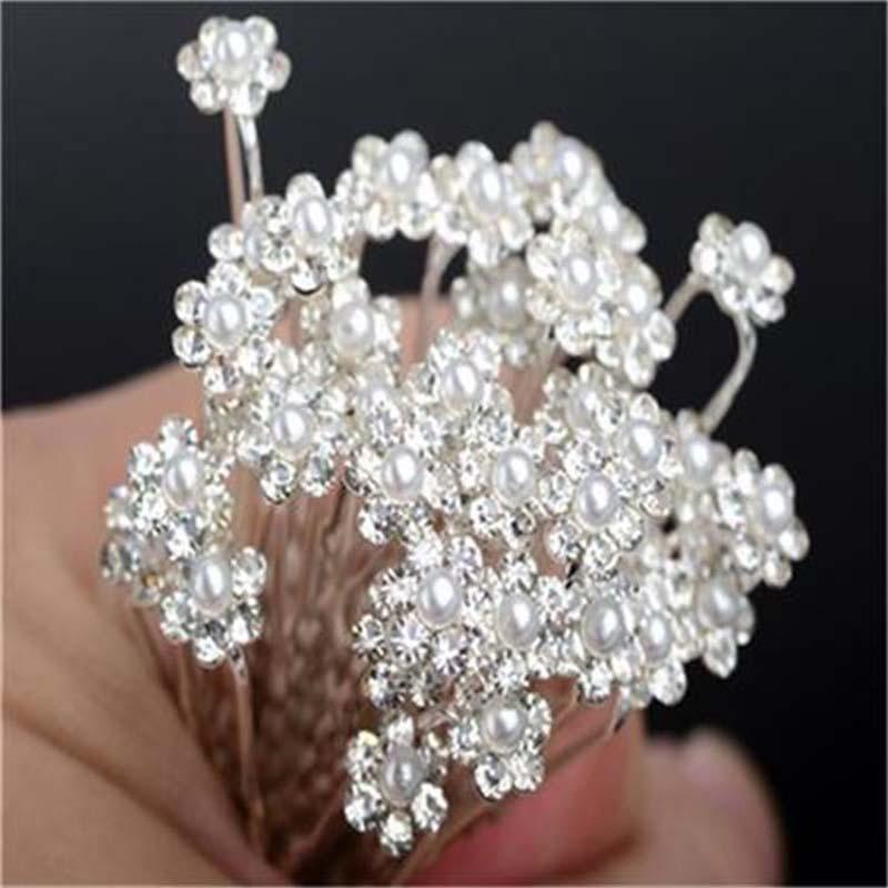 20pcs Crystal Hair Fork Set - U Shape Flower Hair Pins for Wedding & Bridal