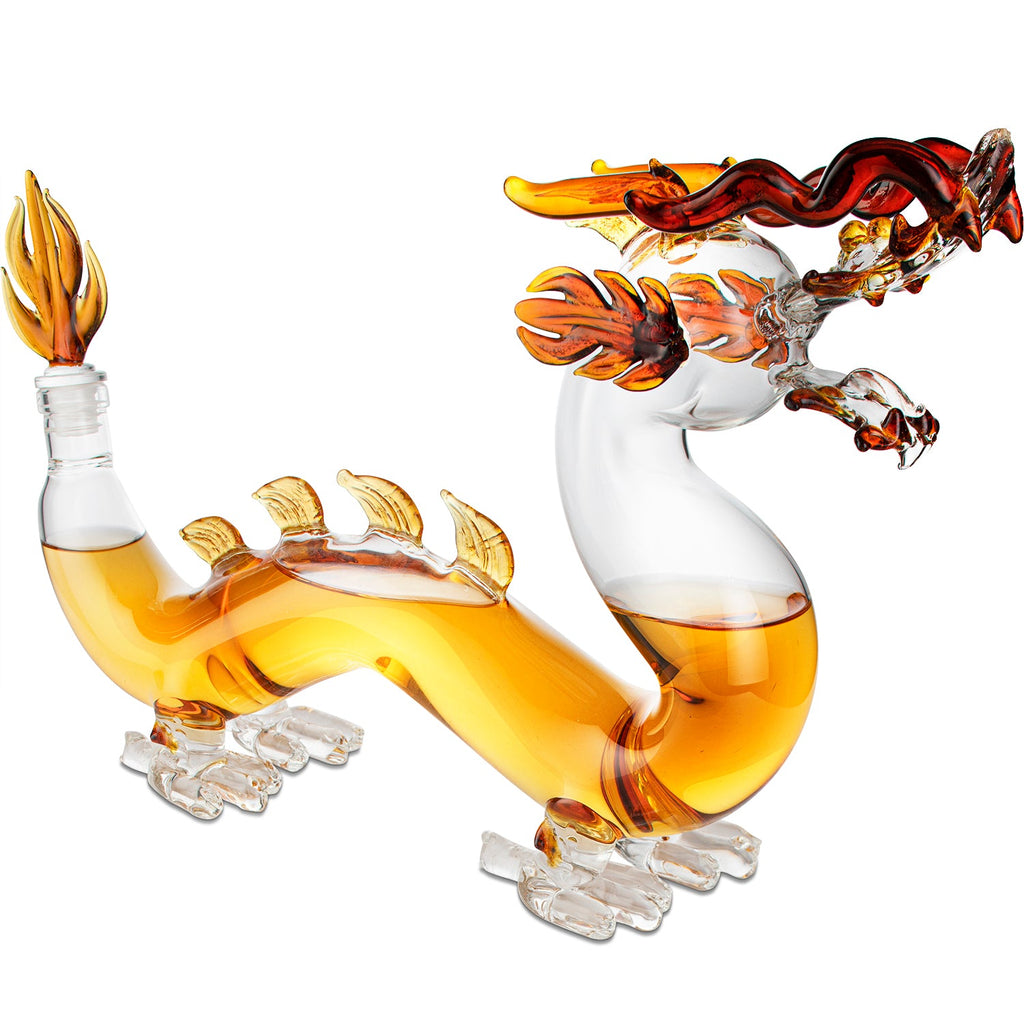Dragon Drinking Decanter - GOT, I Drink and I Know Things - Whiskey and Wine Decanter Large 10x16" - 100% Lead-Free High Borosilicate Glass, - The Wine Savant Handblown Glass. Movie Night! (600ml)-2
