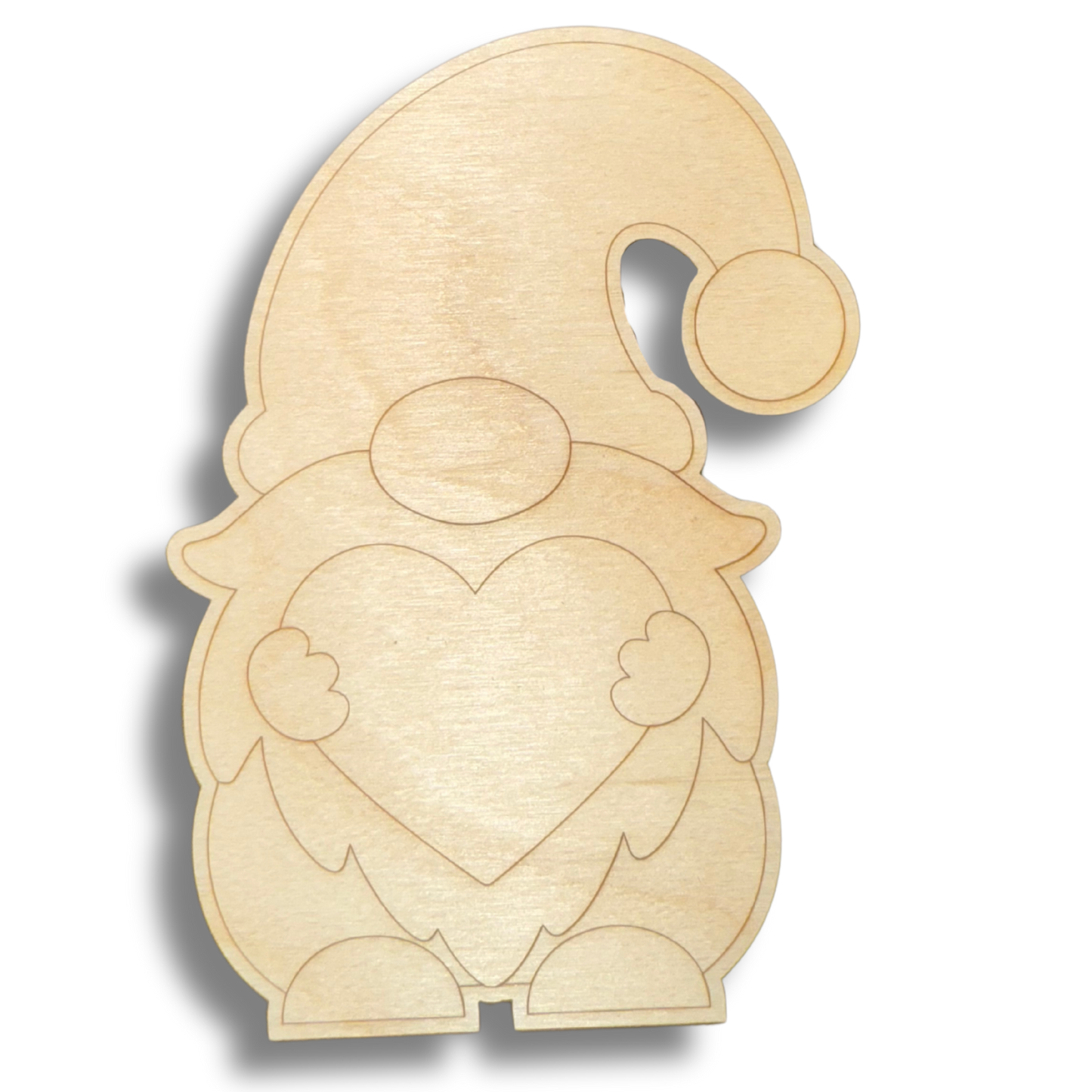Unfinished Wood Etched Heart Gnome Shape | Paint By Line Crafts | up to 30" DIY