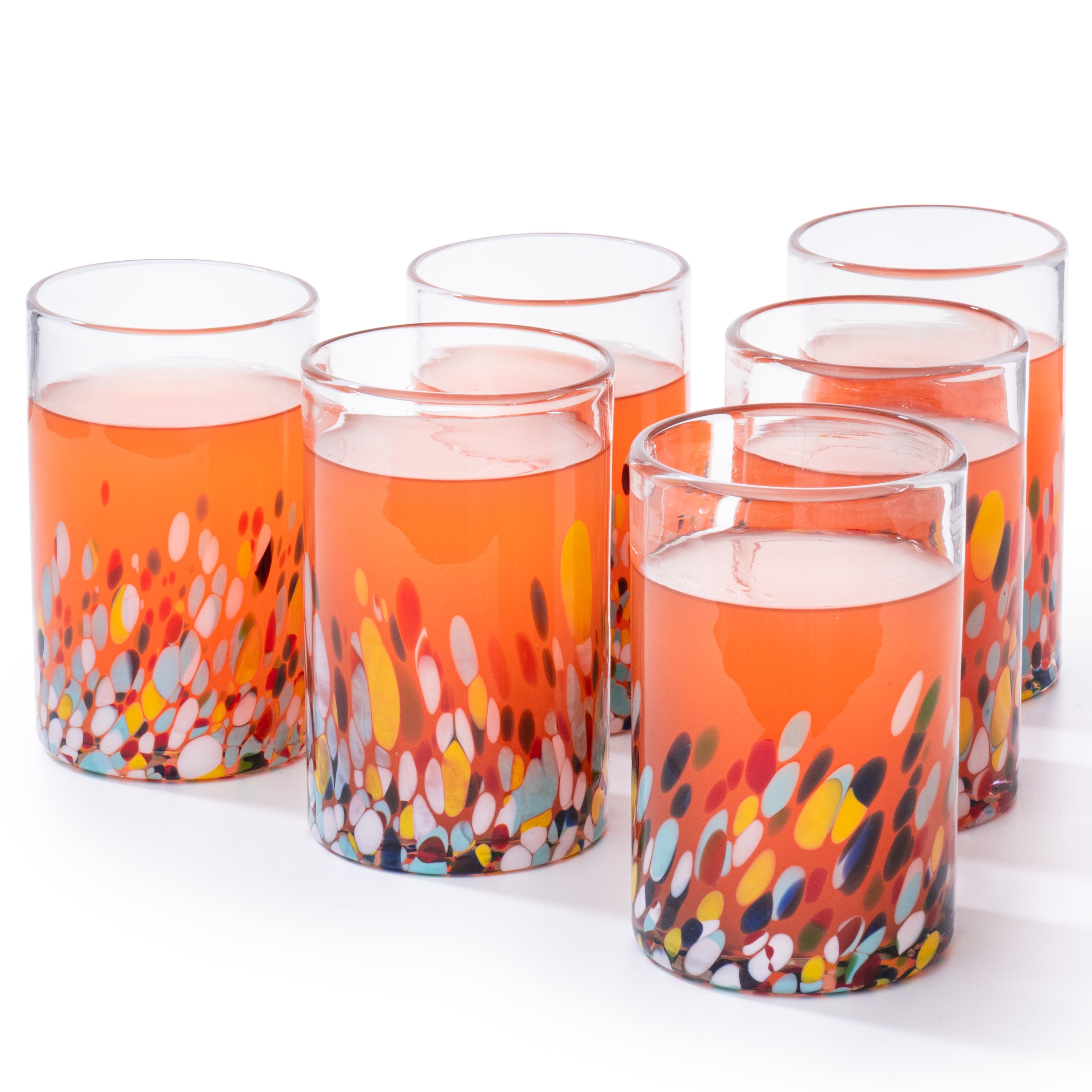 Hand Blown Mexican Confetti Pitcher & Glasses Set - 7 Piece