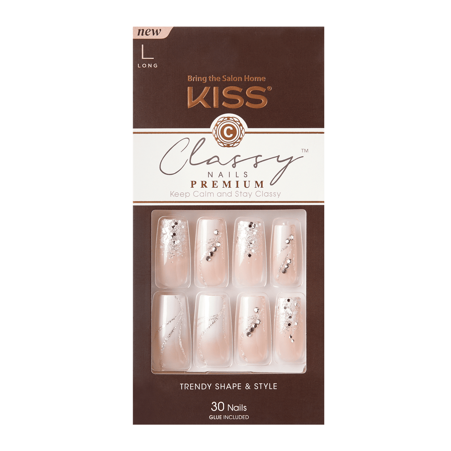 KISS Classy Premium Fake Nails Stunning 30 Count