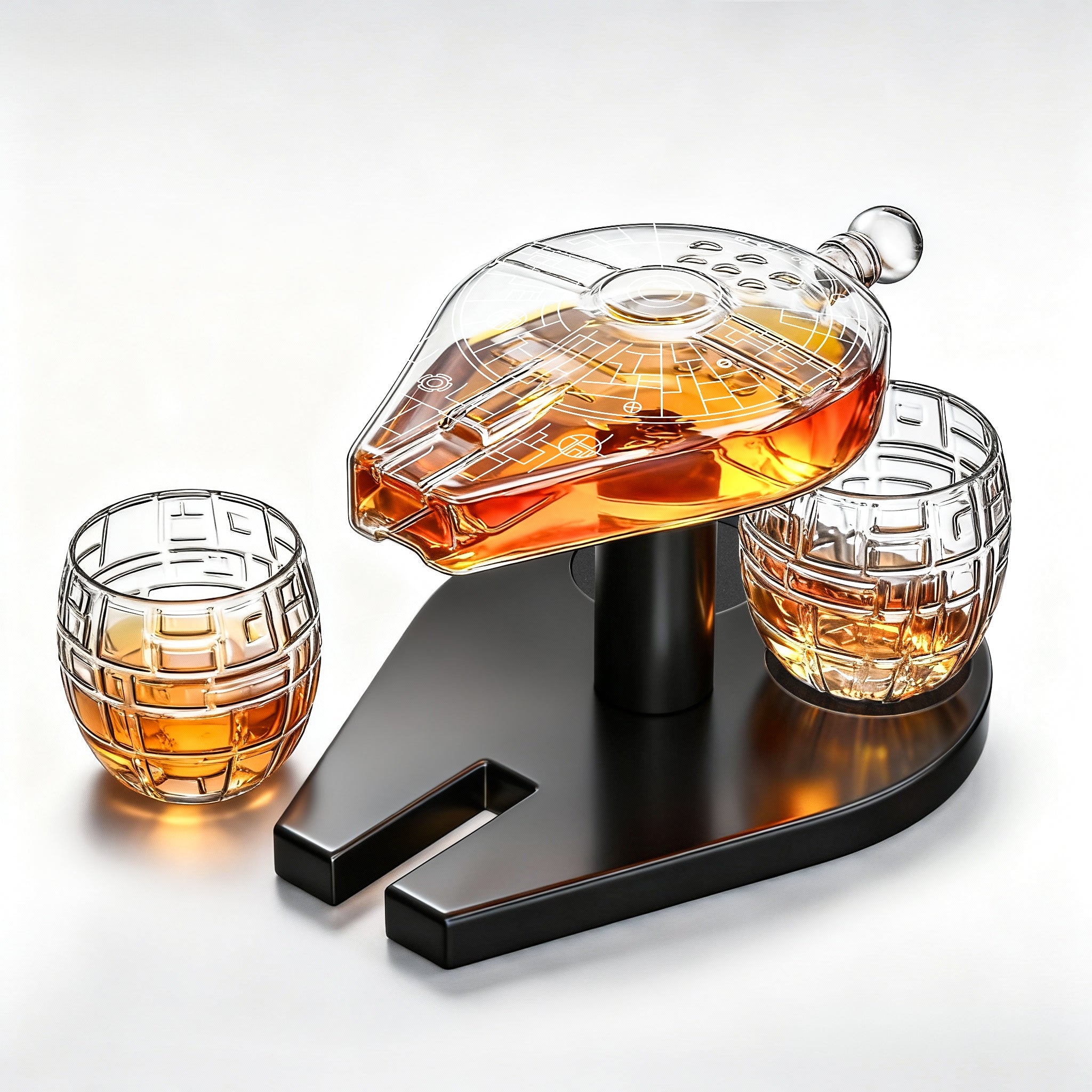 Galactic Cruiser Birthday Gifts for Men Dad, Galaxy Spaceship Whiskey Decanter Sets for Men, Spacecraft Limited Edition, 2 Cockpit Shape Glasses, Unique Guys Brother Gift Idea, Liquor Bar, Anniversary-2