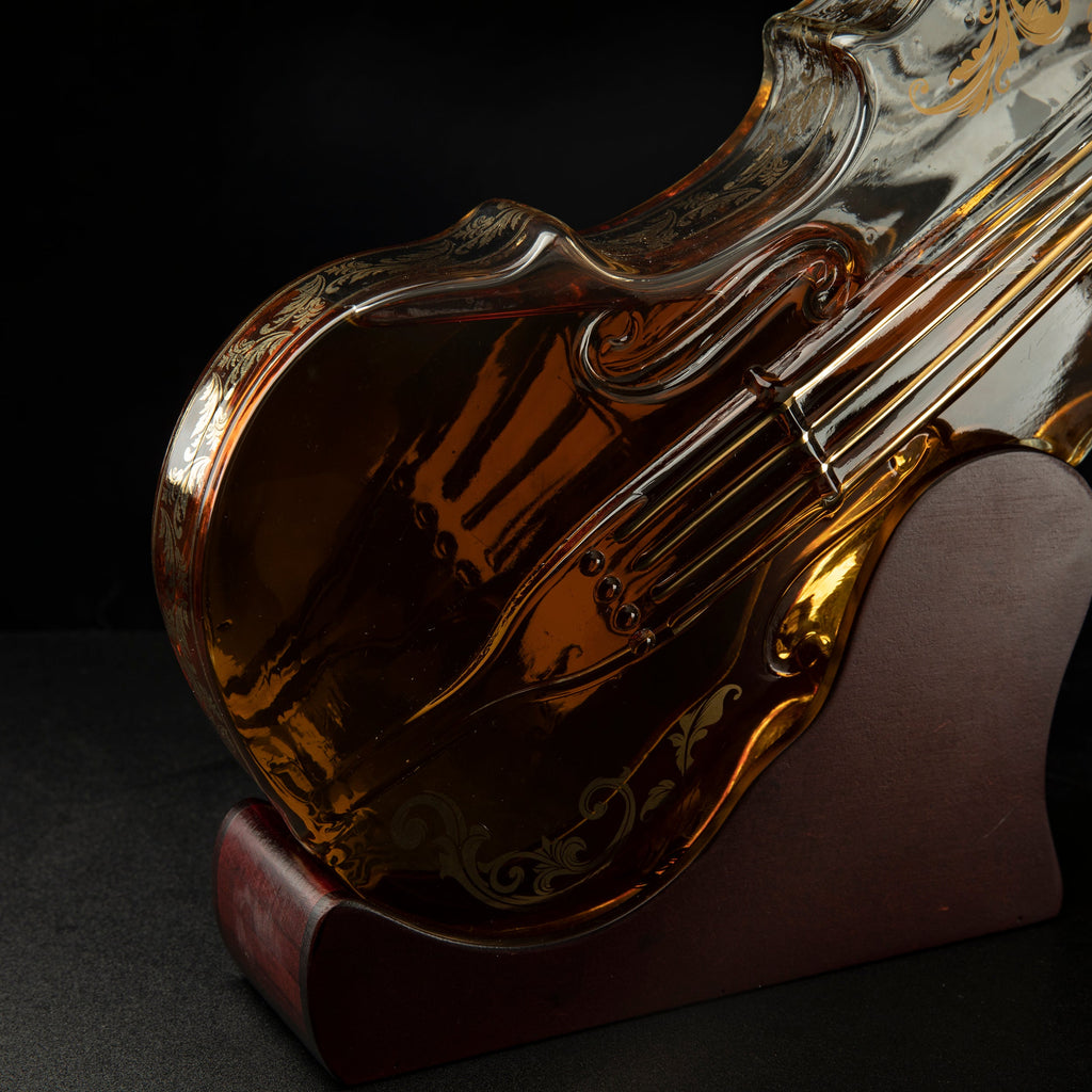 Glass Violin Decanter, Mahogany Base - The Wine Savant 1000 ML Glass Decanter For Whiskey, Scotch, Spirits, Wine Or Vodka For Music Lovers-3