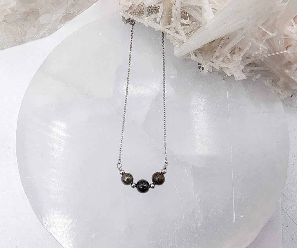 STAY IN MY POWER - Pyrite, Bronzite, Garnet Jewelry Set