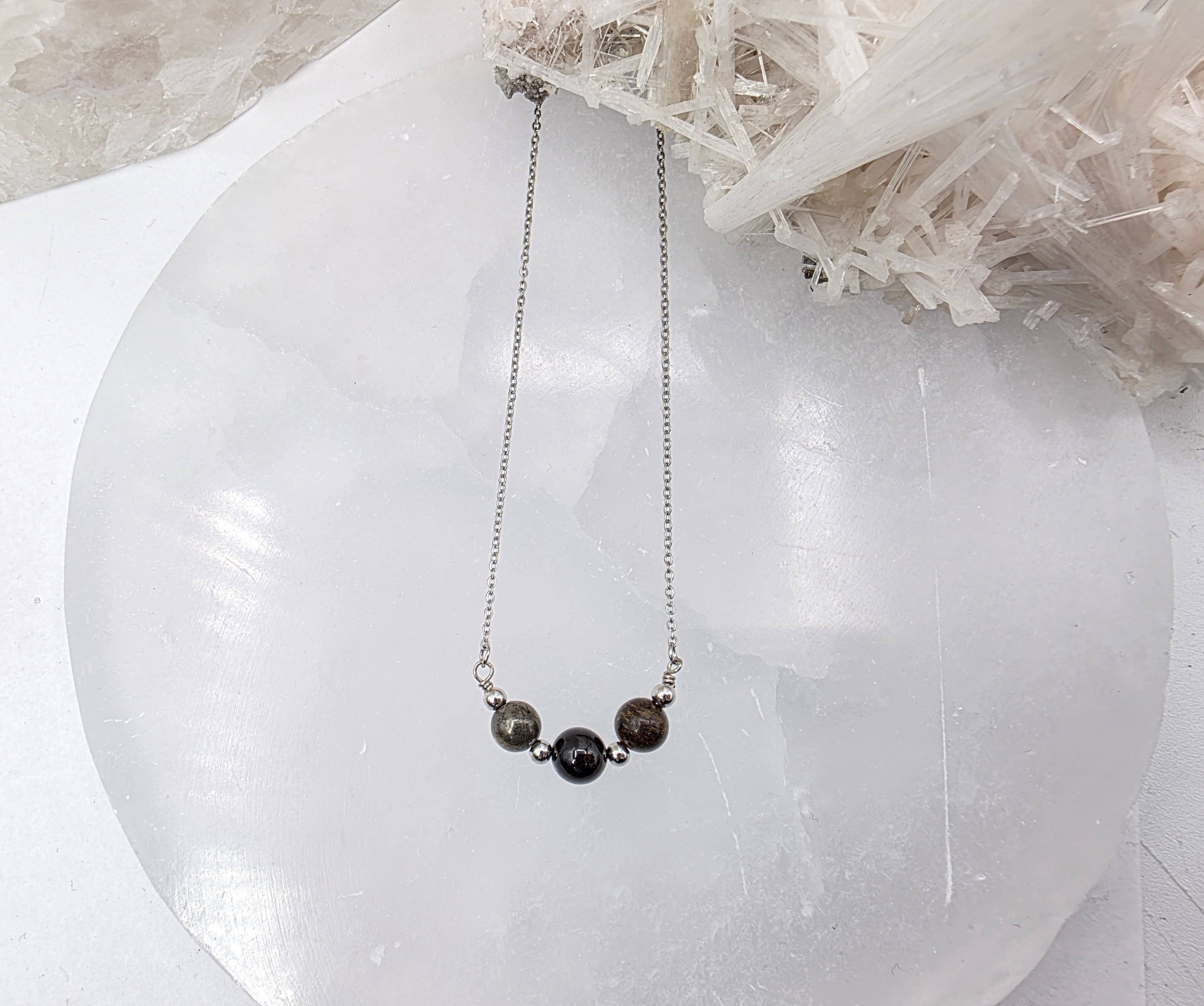 STAY IN MY POWER - Pyrite, Bronzite, Garnet Jewelry Set