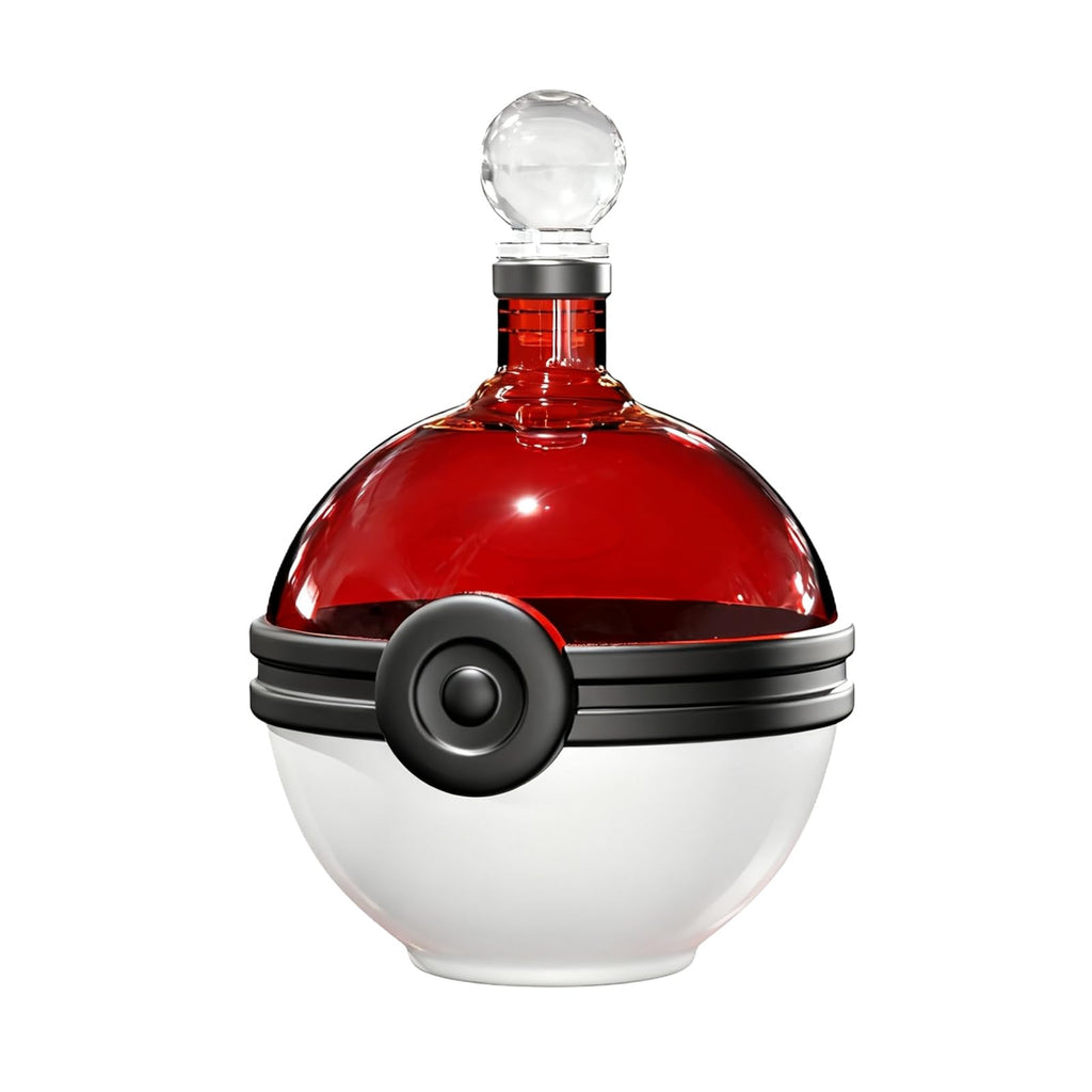 Monster Trainer Capture Sphere Whiskey, Wine Decanter Red White Glass Liquor Bottle 18.6oz Premium Borosilicate Display Piece | Gamer Collectible Barware Gift for Anime Theme Fans & Collectors, Gifts