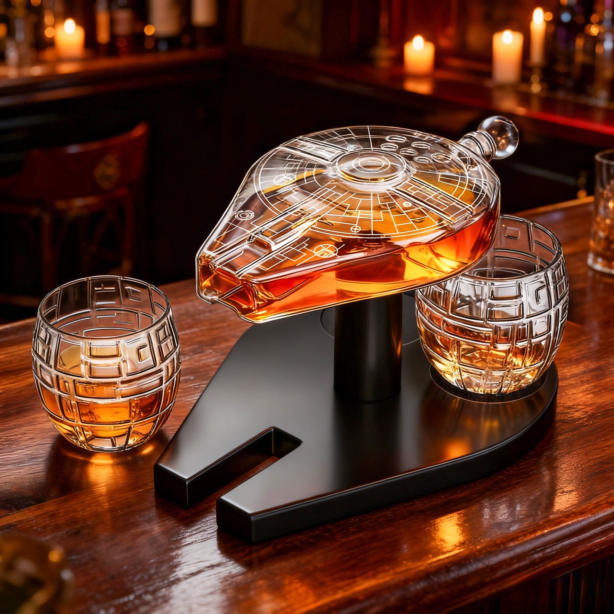 Galactic Cruiser Birthday Gifts for Men Dad, Galaxy Spaceship Whiskey Decanter Sets for Men, Spacecraft Limited Edition, 2 Cockpit Shape Glasses, Unique Guys Brother Gift Idea, Liquor Bar, Anniversary-4