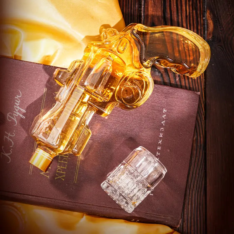Classic Revolver Whiskey Decanter Set