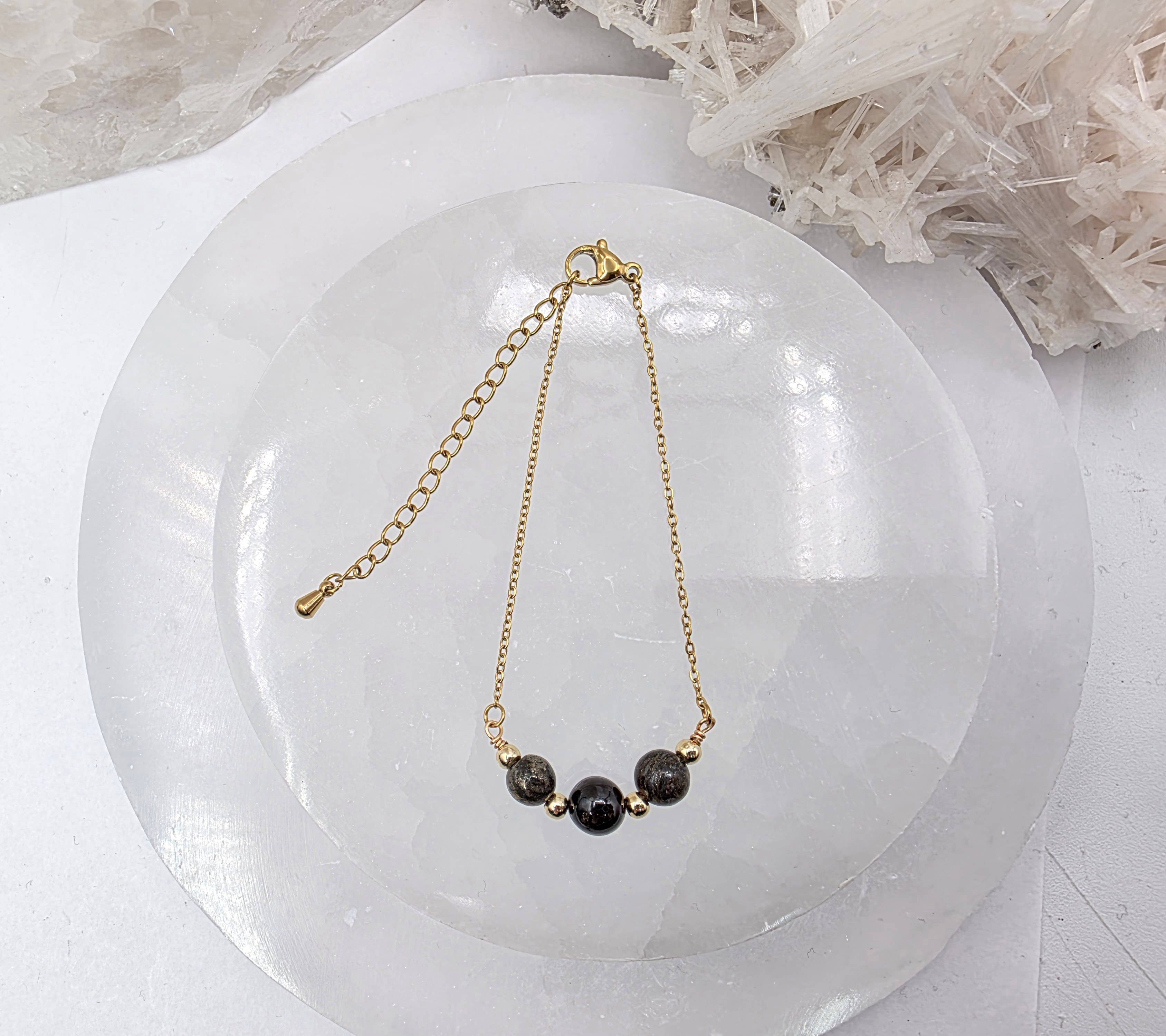 STAY IN MY POWER - Pyrite, Bronzite, Garnet Jewelry Set