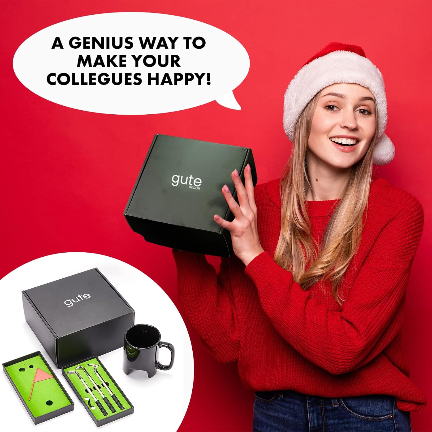 Golf Pen & Putter Mug Gift Set – Mini Golf Desk Game for Men, Dad, Grandpa, or Boyfriend – Great Father's Day Gift Idea – Includes Club Pens, 2 Balls & 14oz Ceramic Cup