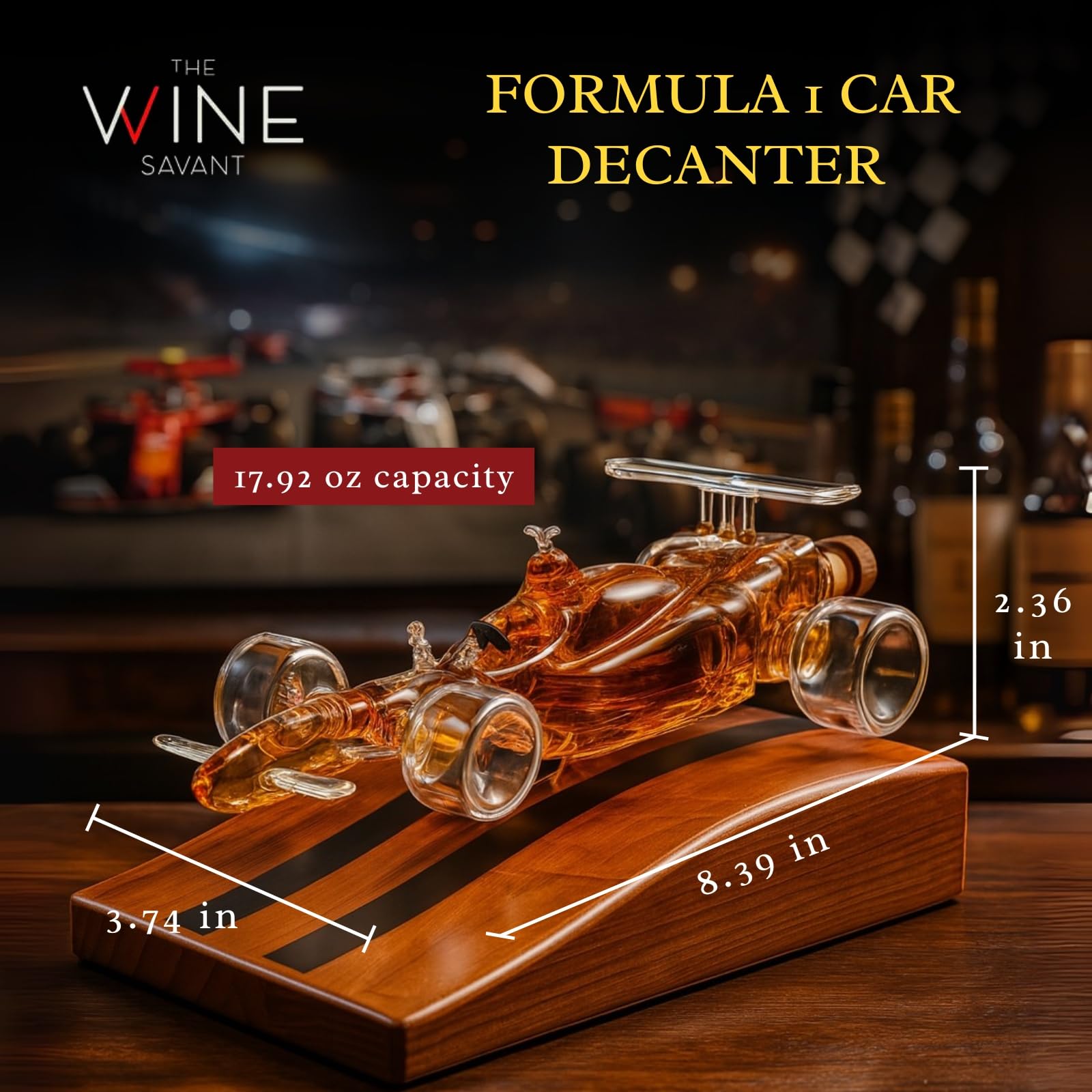 F1 Racecar Whiskey Decanter - 8.12oz - Scotch, Bourbon, Liquor Decanter for Car Lovers, Formula 1 One, Racing Enthusiasts - Unique Whisky Car Bottle, Gift for Men, Barware Decor, Novelty for Home Bar-1