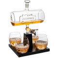 Whiskey Decanter Set with 4 Glasses - 1100ml Barrel Design