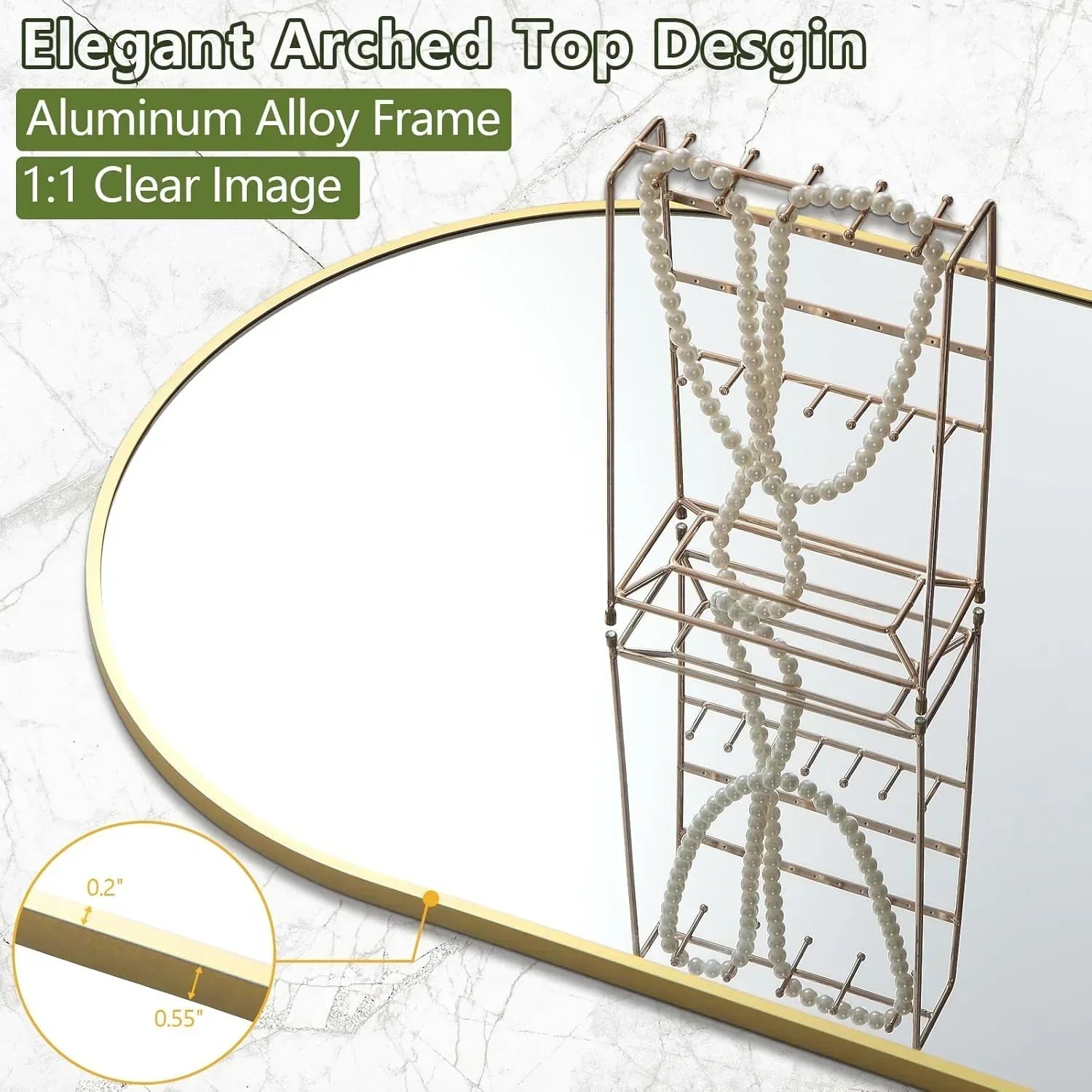 MELOMOIR Oversized Floor Mirror - Gold Arched Full Length Mirror with Shatterproof Glass