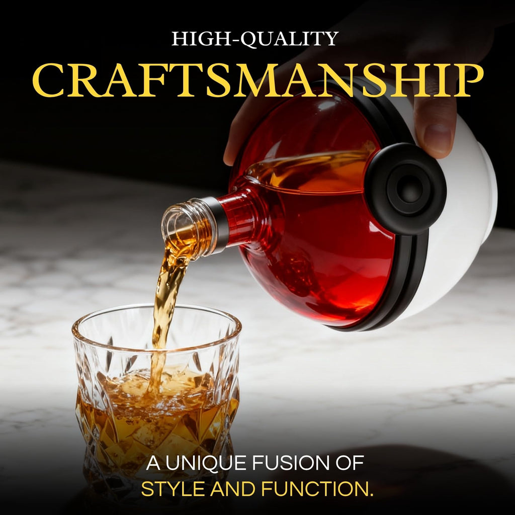 Monster Trainer Capture Sphere Whiskey, Wine Decanter Red White Glass Liquor Bottle 18.6oz Premium Borosilicate Display Piece | Gamer Collectible Barware Gift for Anime Theme Fans & Collectors, Gifts