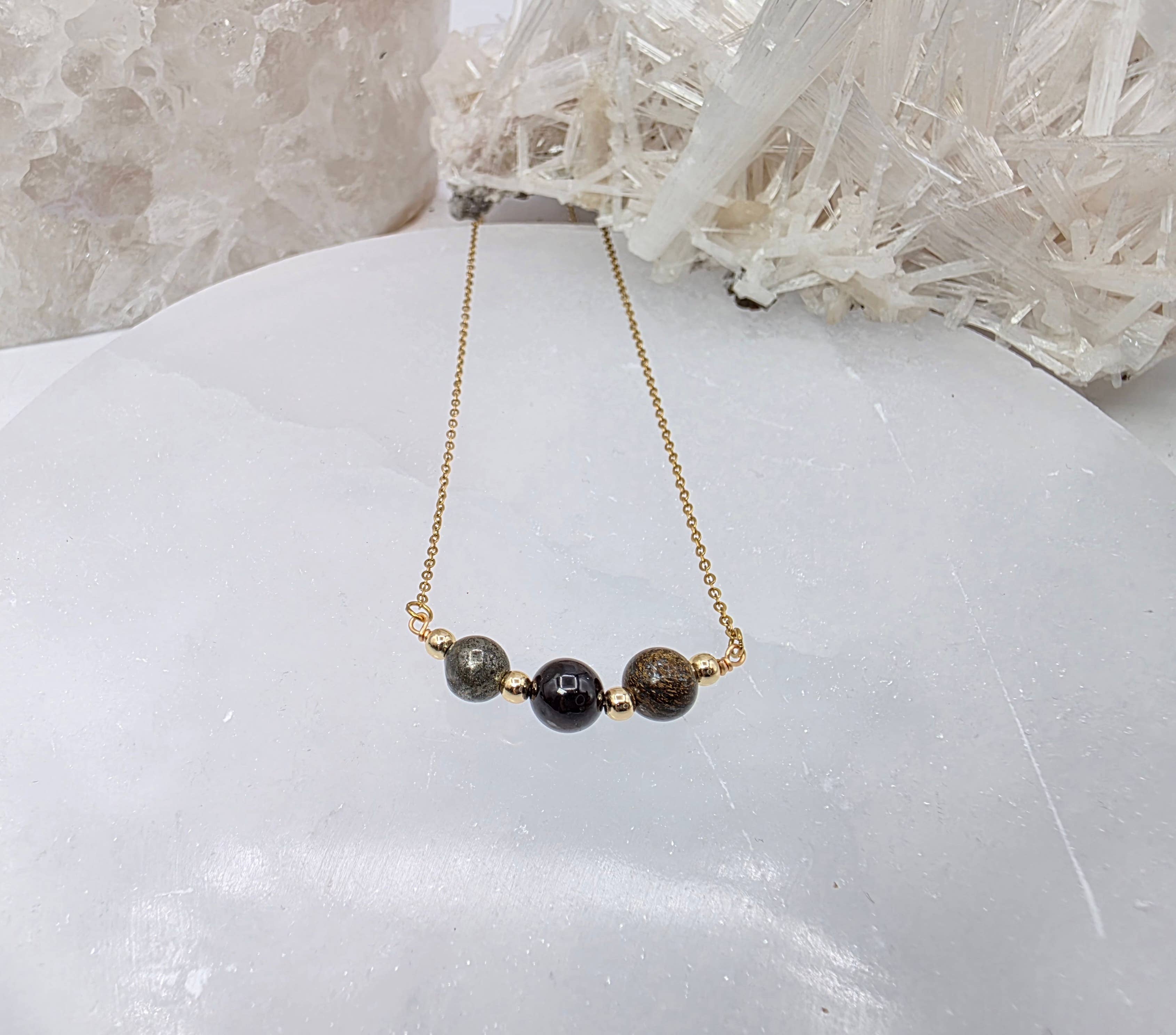 STAY IN MY POWER - Pyrite, Bronzite, Garnet Jewelry Set
