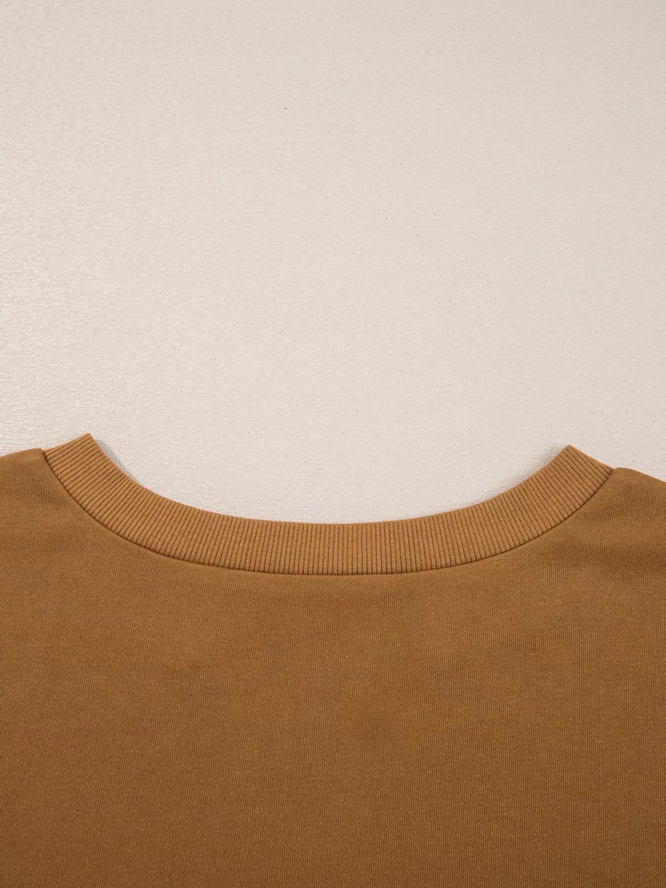 Oversized Textured Split Neck High Low Sweatshirt