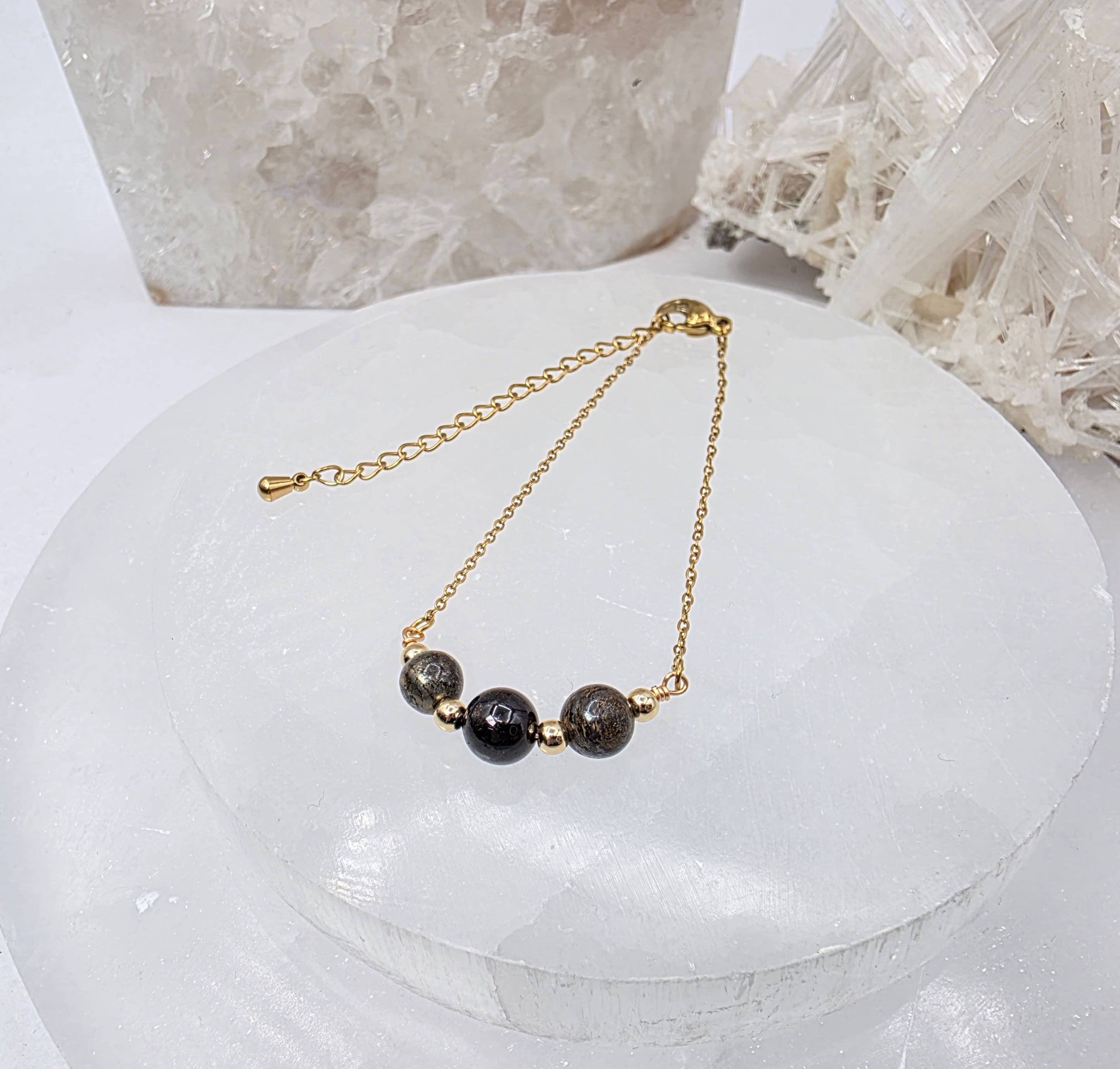 STAY IN MY POWER - Pyrite, Bronzite, Garnet Jewelry Set