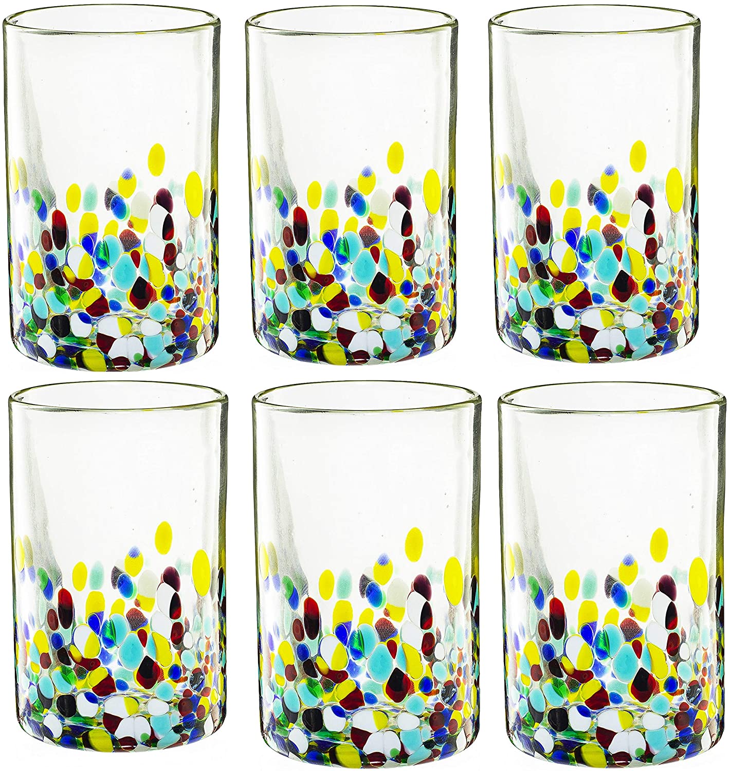 Hand Blown Mexican Confetti Pitcher & Glasses Set - 7 Piece