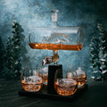 Bass Fish Whiskey Decanter Set - 1100ml Decanter with 4 Glasses for Fishermen