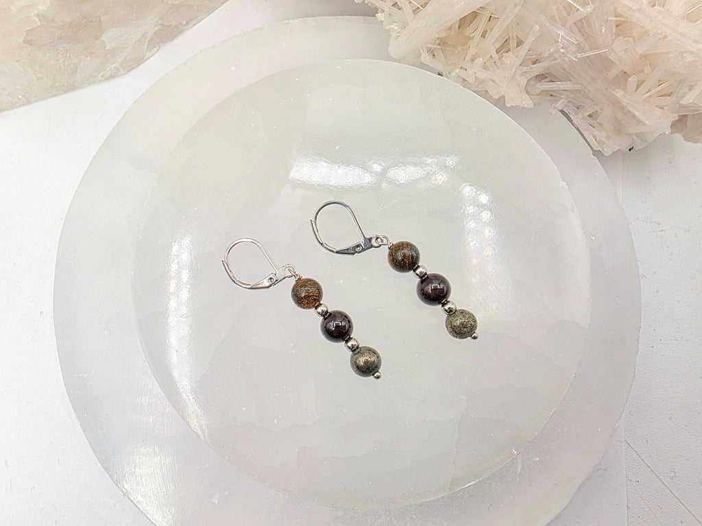STAY IN MY POWER - Pyrite, Bronzite, Garnet Jewelry Set