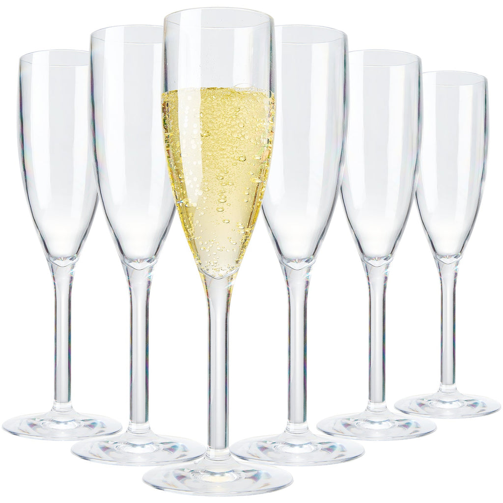 Barcelona Acrylic Champagne Flute Glassware, Set of 6