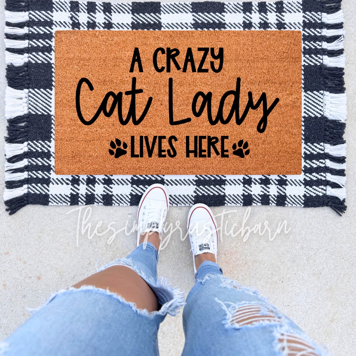 A Crazy Cat Lady Lives Here Doormat