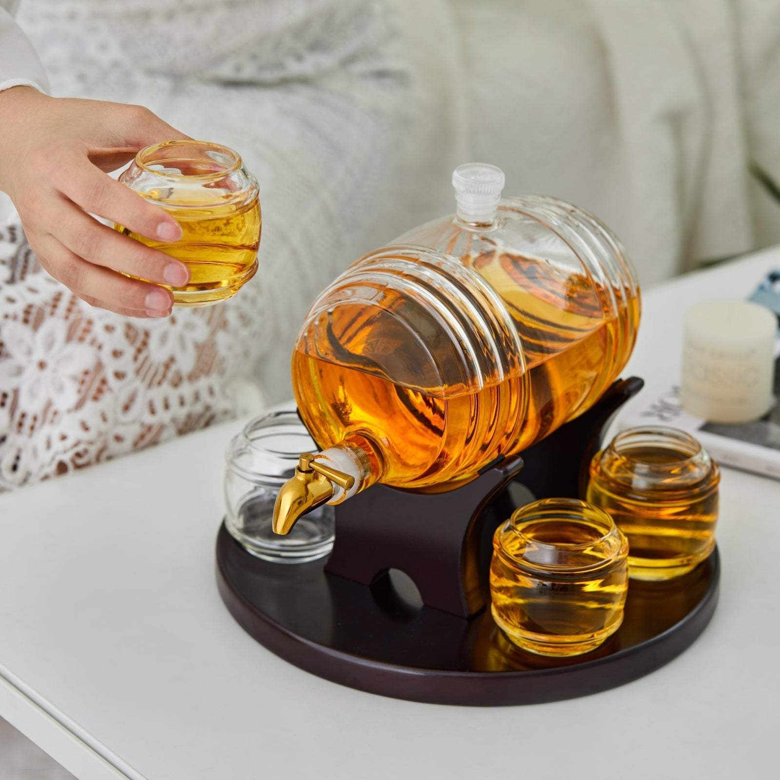 Barrel Whiskey Decanter Set