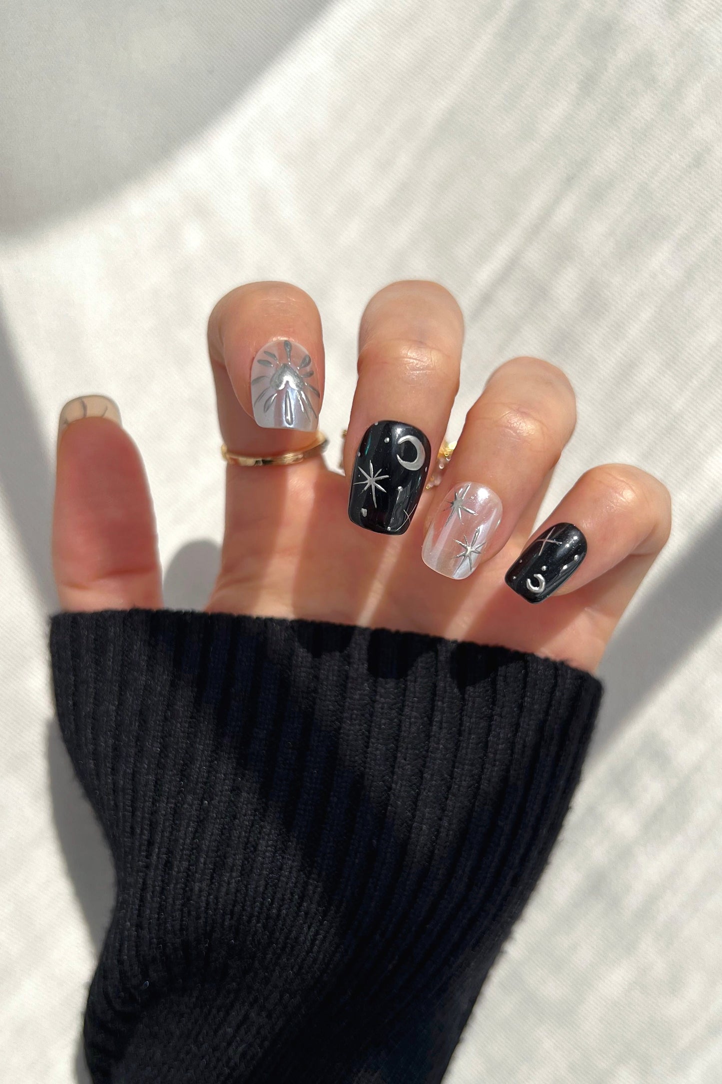 Monochrome Eclipse | Pro Handmade Gel Nails
