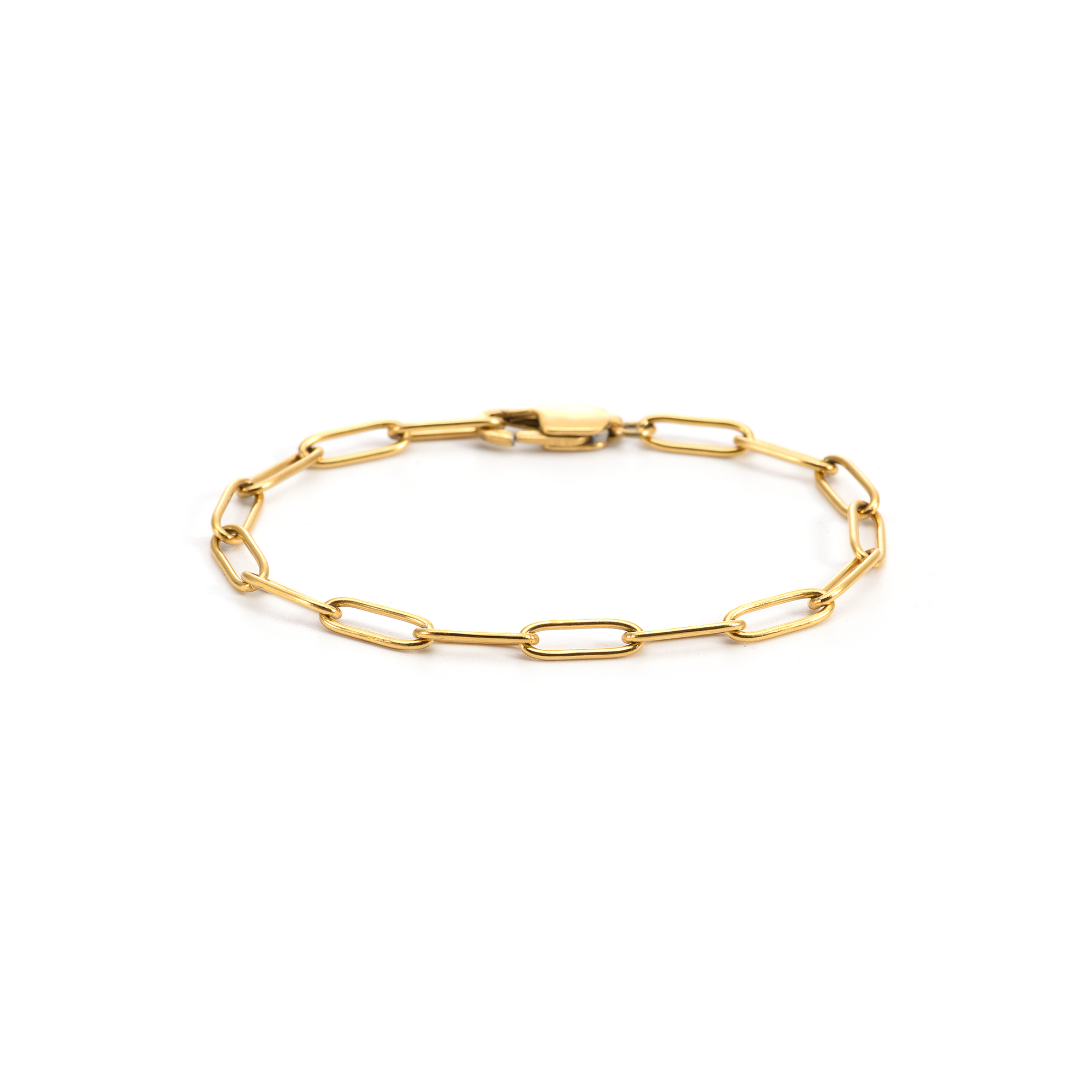 Oval Paperclip Link Chain Necklace and Bracelet Set - Gold
