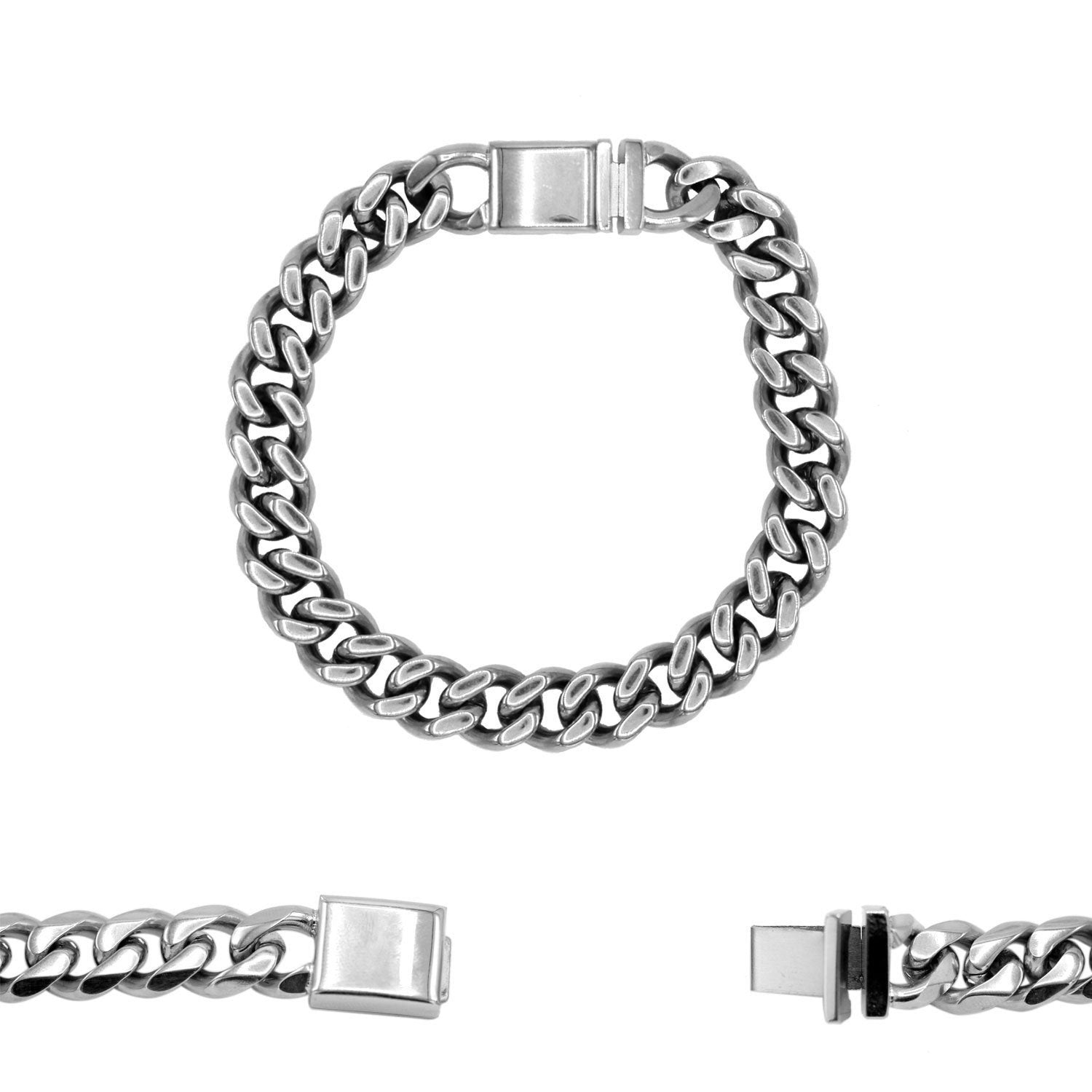 Miami Cuban Link Chain Bracelet Stainless Steel Men Jewelry