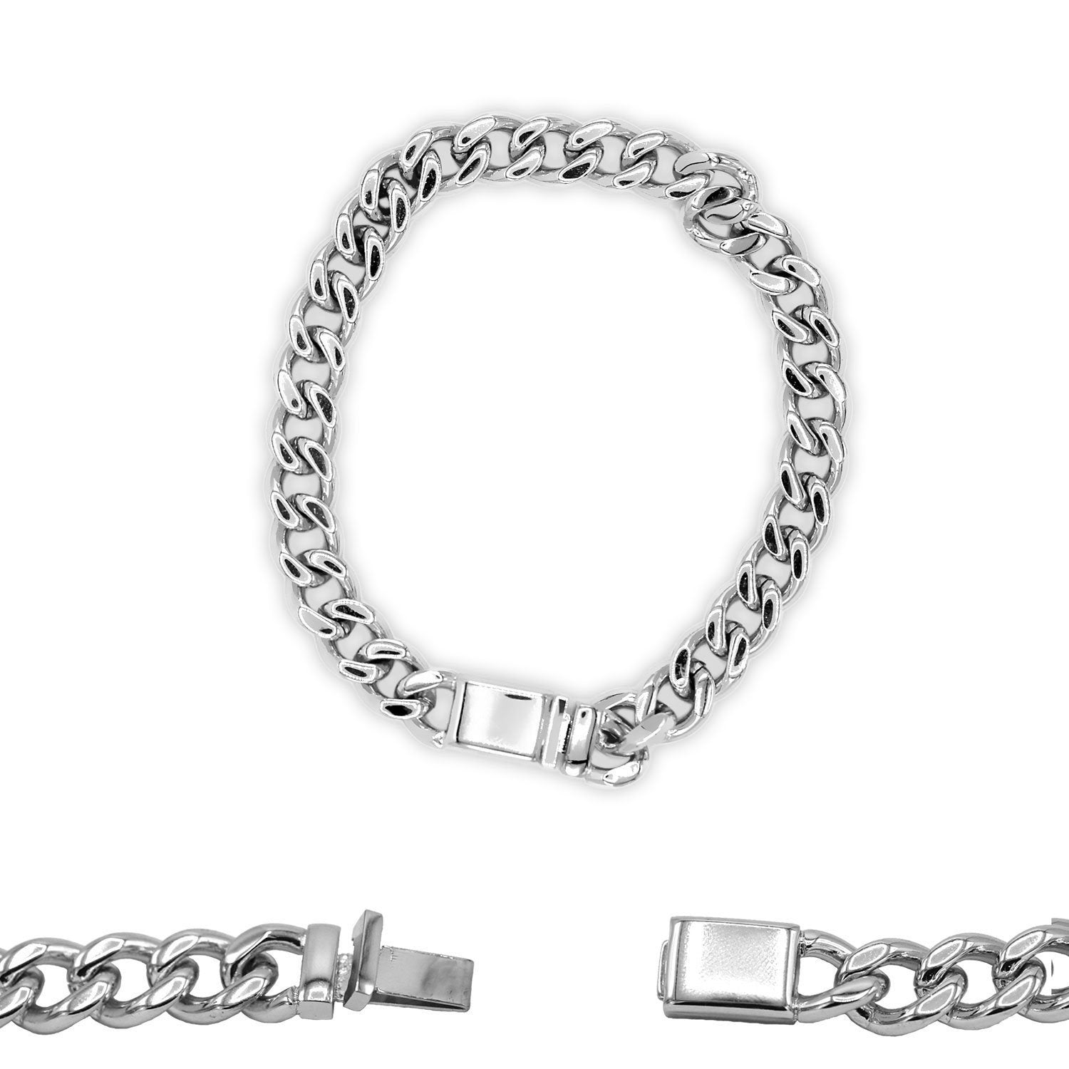 Miami Cuban Link Chain Bracelet Stainless Steel Men Jewelry