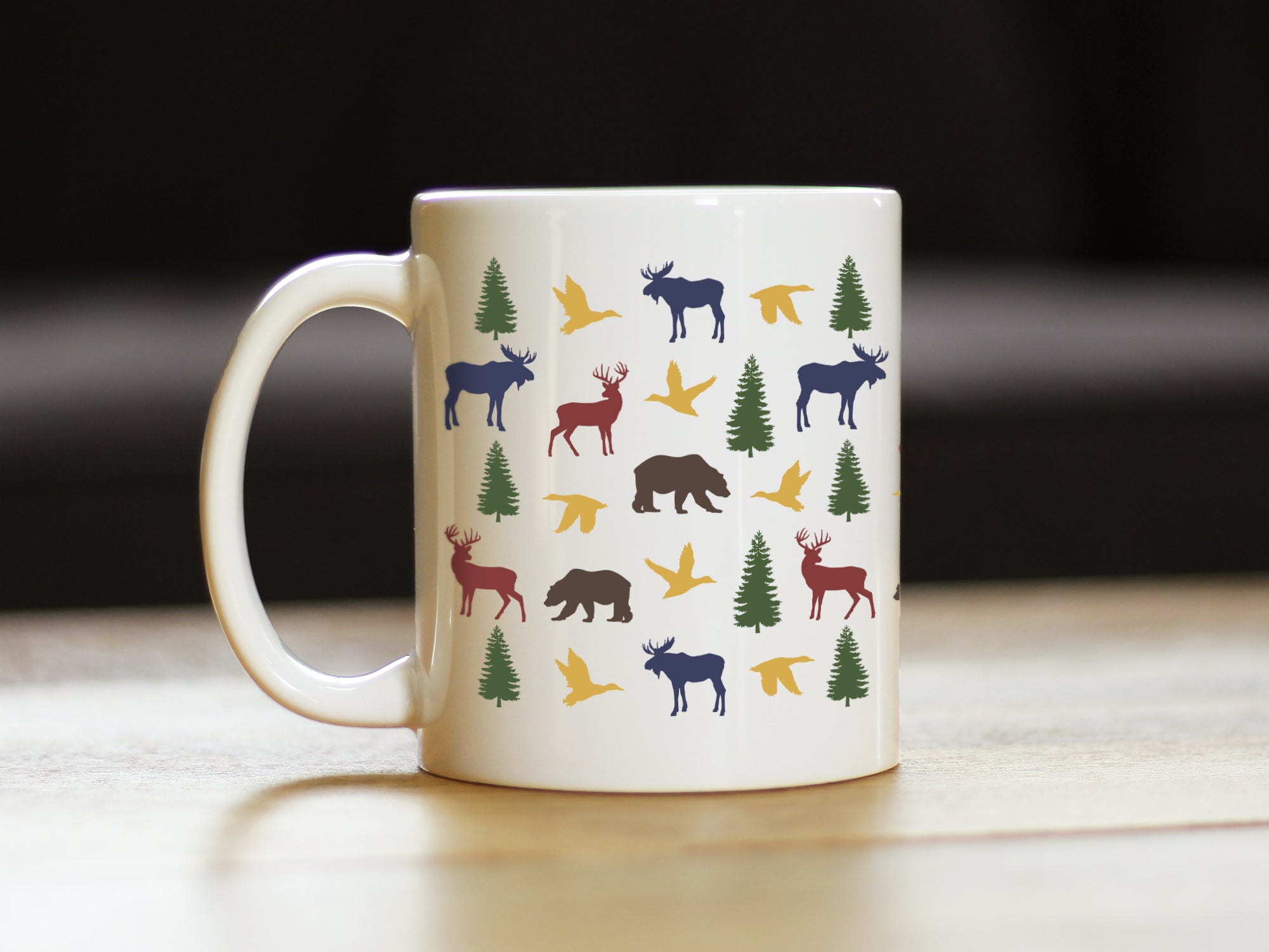 Rustic Outdoor Animals Coffee Mug - Nature Lovers Gifts for Women & Men - Large 15oz & 11oz White Ceramic Mugs