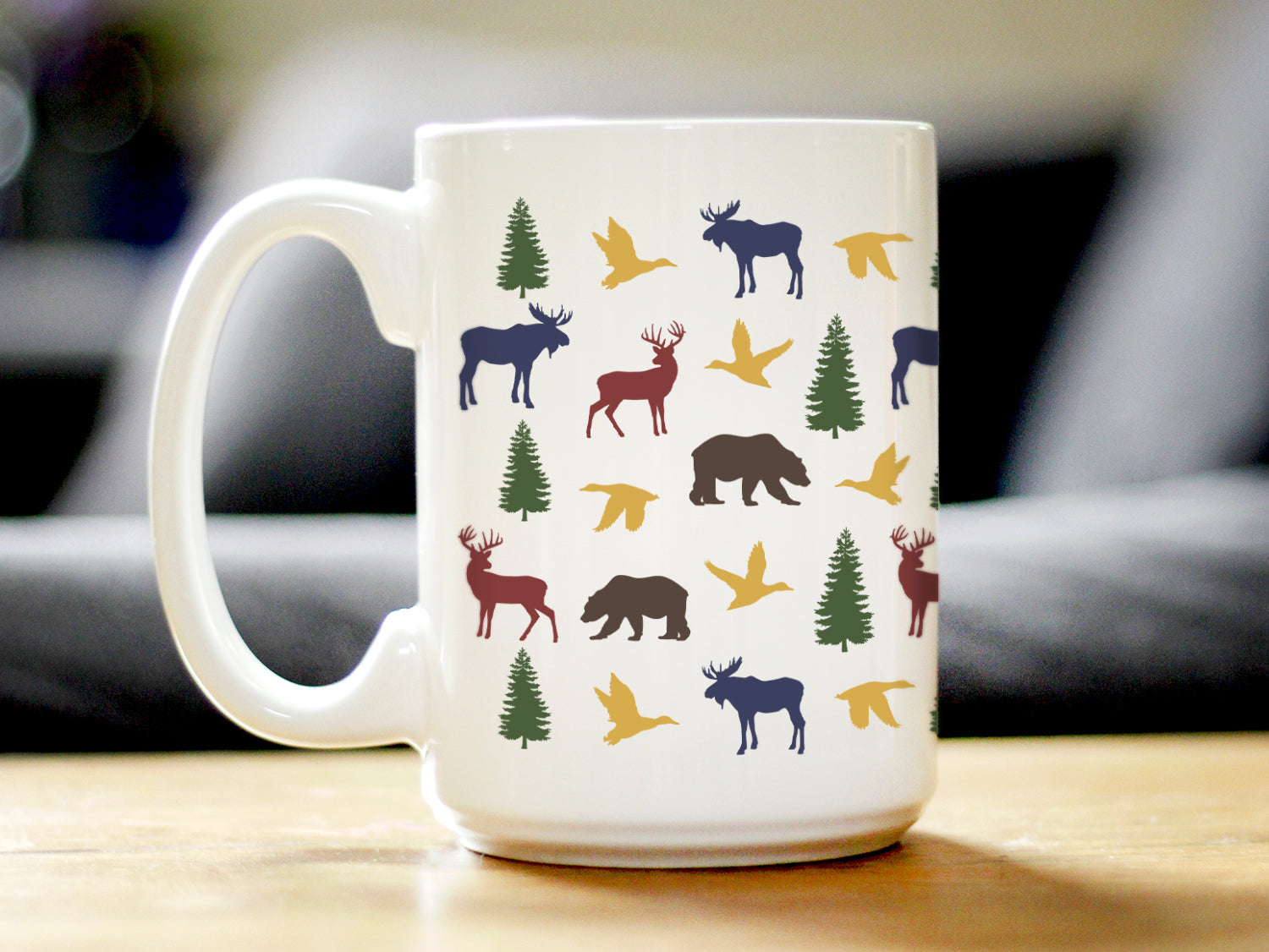 Rustic Outdoor Animals Coffee Mug - Nature Lovers Gifts for Women & Men - Large 15oz & 11oz White Ceramic Mugs