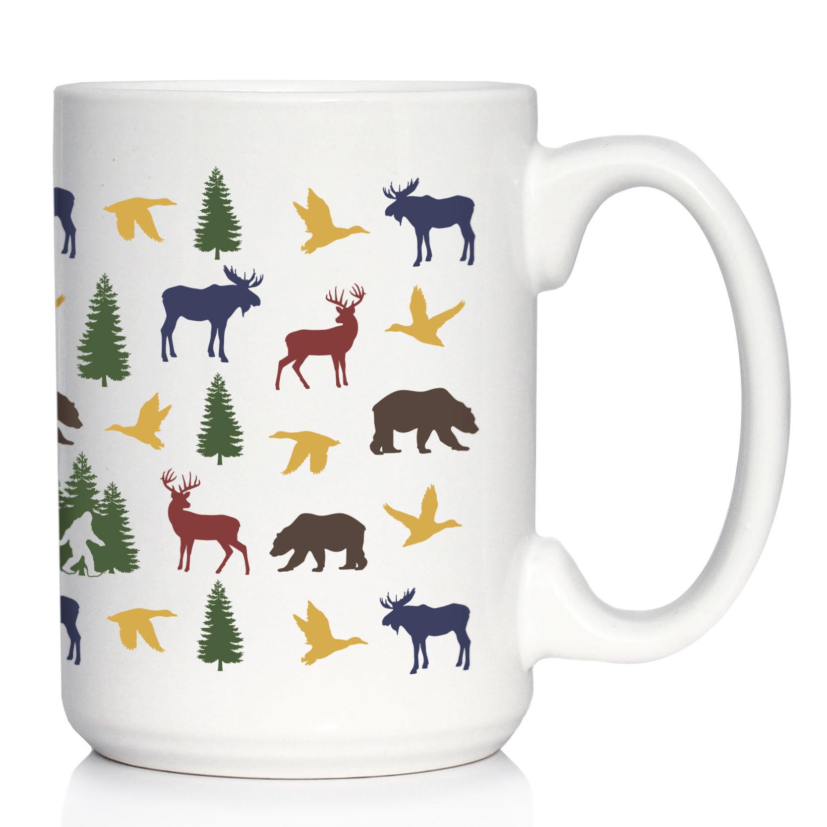Rustic Outdoor Animals Coffee Mug - Nature Lovers Gifts for Women & Men - Large 15oz & 11oz White Ceramic Mugs